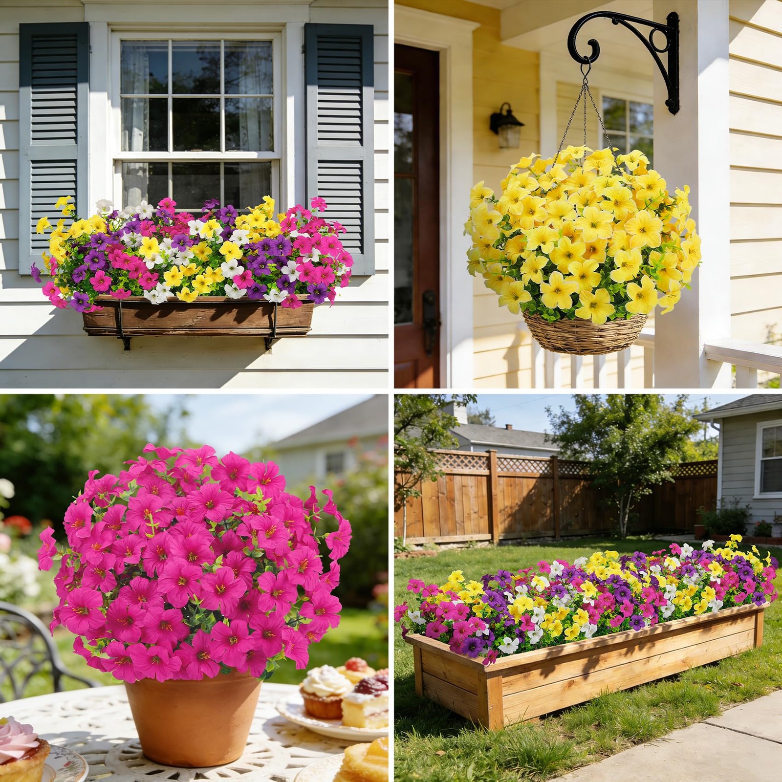 20 Bundles Artificial Petunias Flowers for Outdoors, Faux Silk Flowers UV Res…