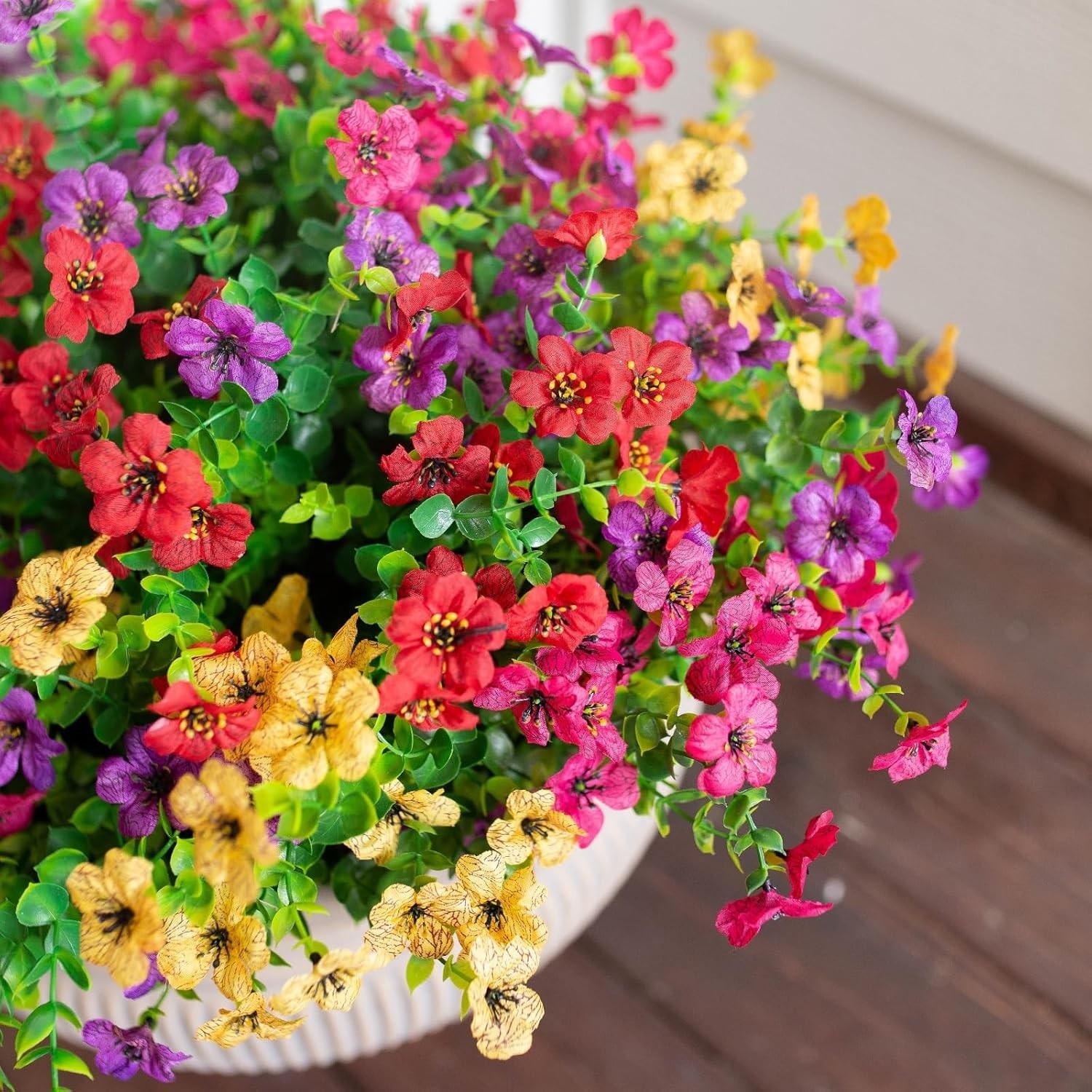 12 Bundles Artificial Daisy Flowers UV Resistant Faux Plants Garden Decor
