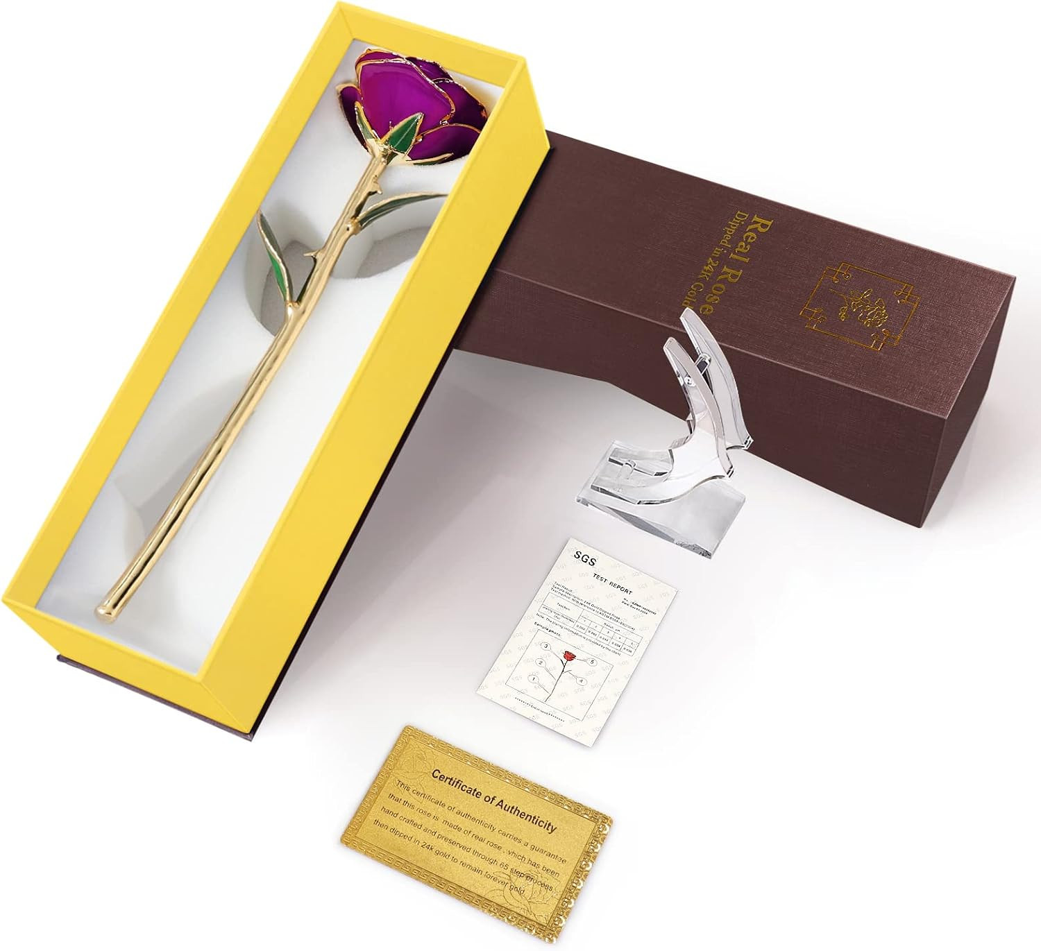 Gifts for Women Mom Gold Dipped Rose 24k Gold Dipped Real Rose Lasted Forever wi