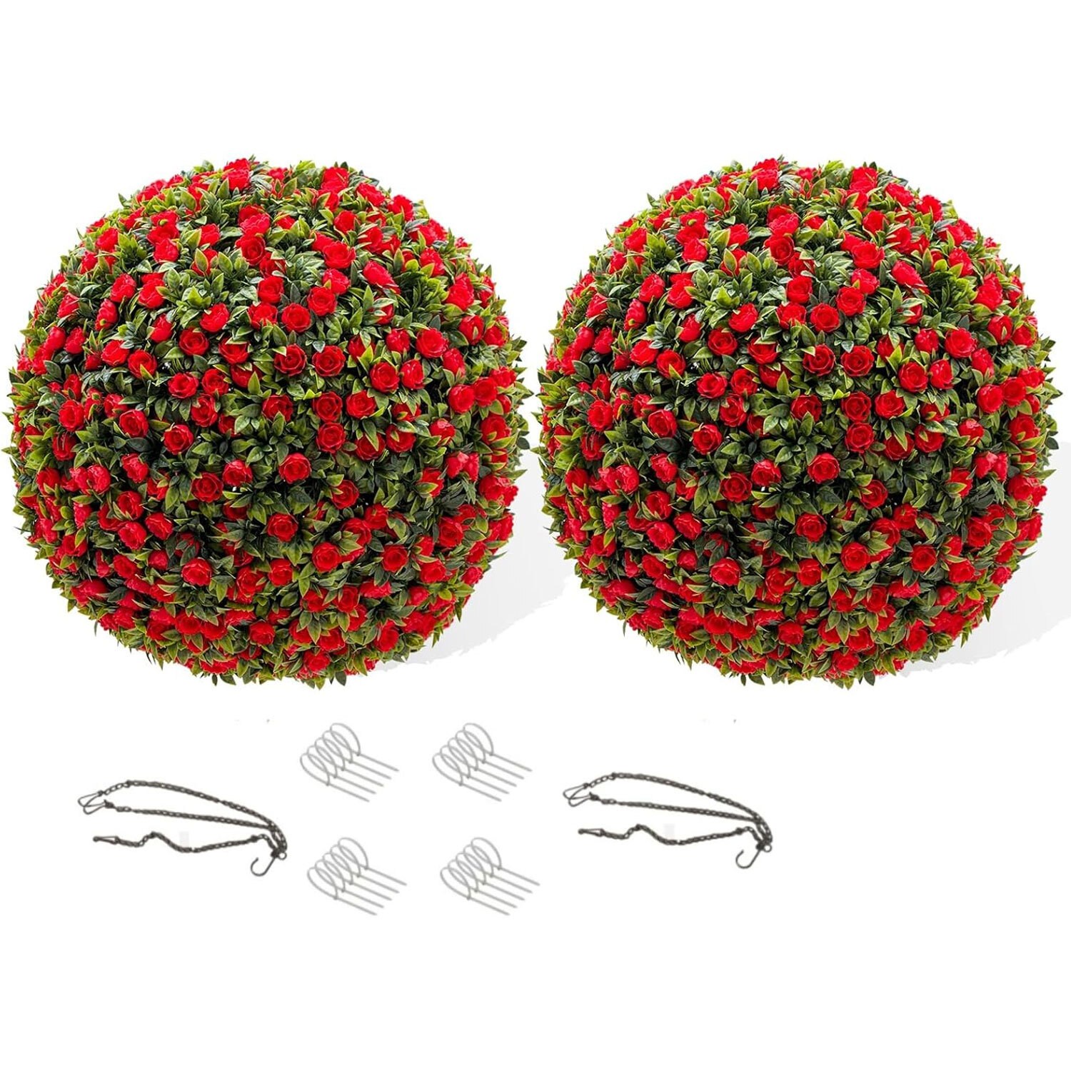 2PCS Artificial Topiary Ball Grass Ball UV Protected Faux Boxwood Decor Balls