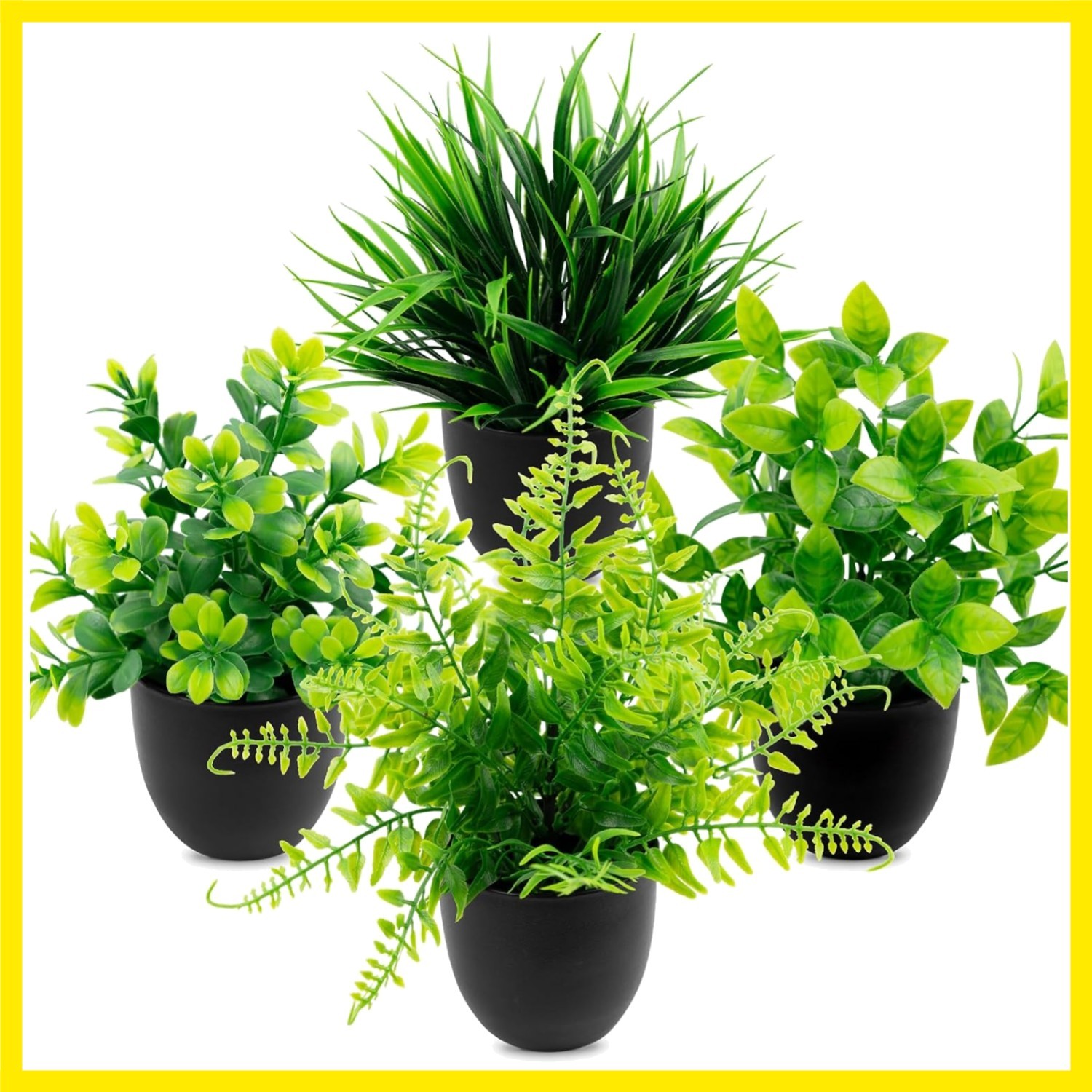 4 Pack Mini Artificial Plants Fake Potted Plants for Home Office Bathroom She…