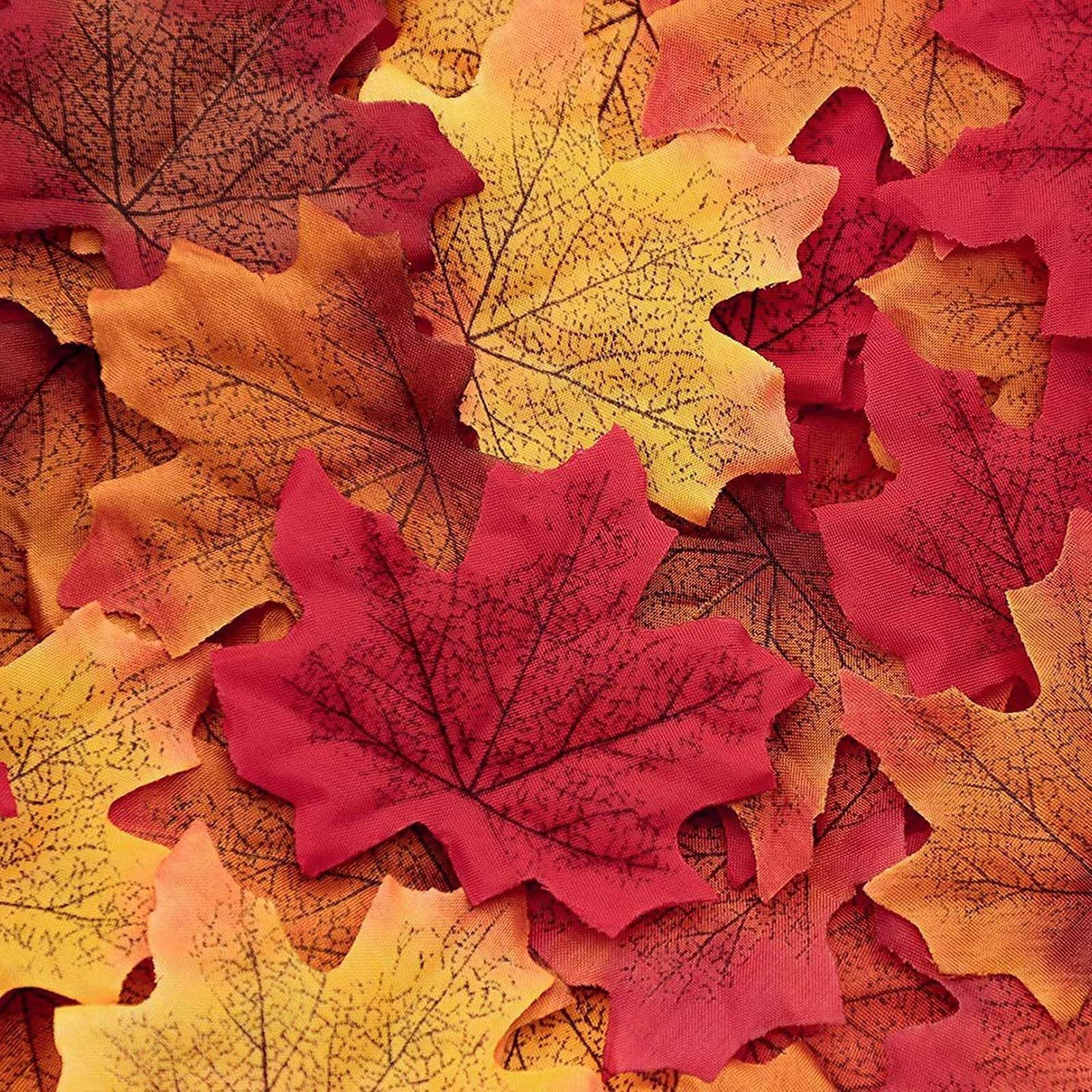 600 Pieces Artificial Maple Leaves Decorations Autumn Fall Leaves for Thanksgivi