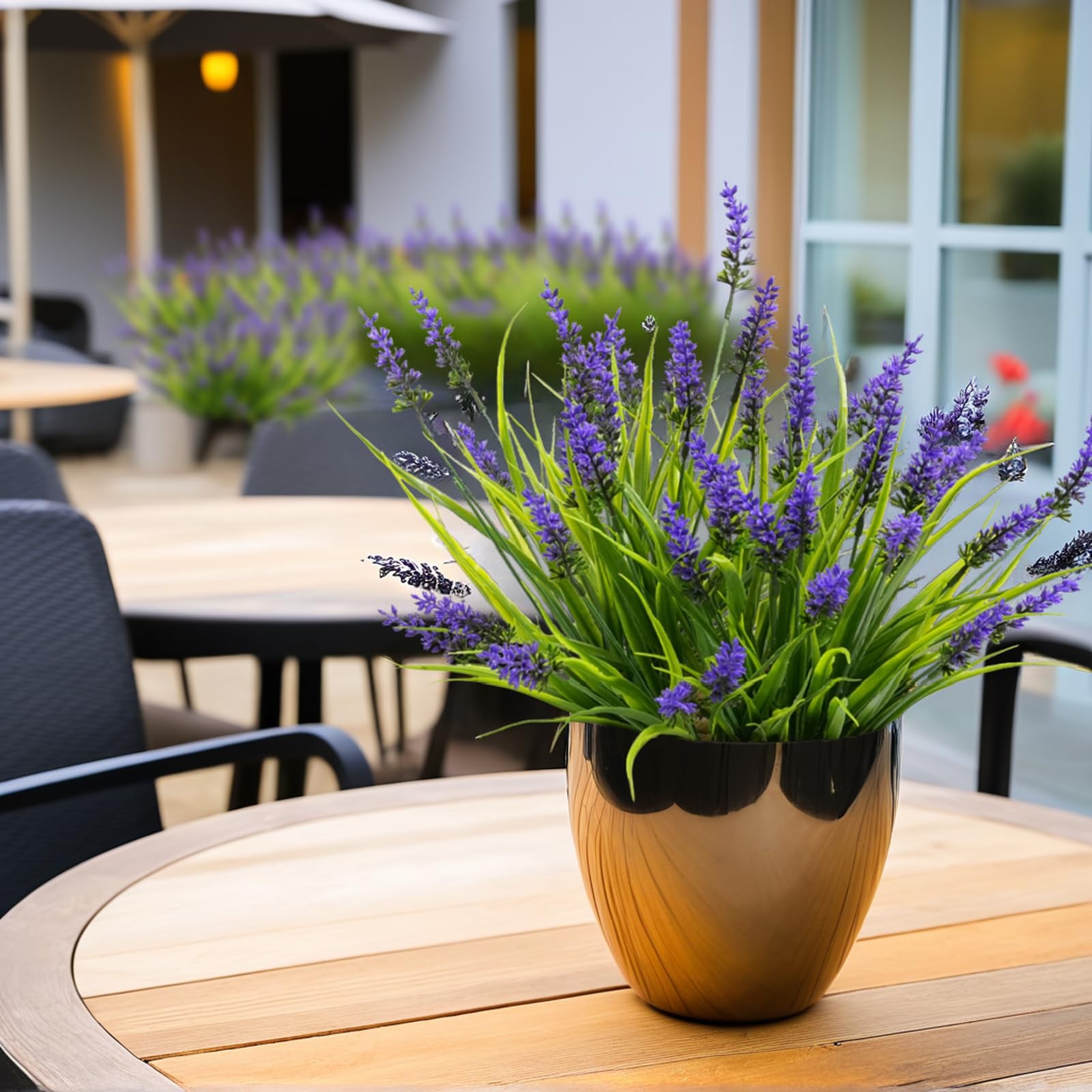 12 Bundles Artificial Lavender Plants Outdoor UV Resistant, Faux Monkey Grass…