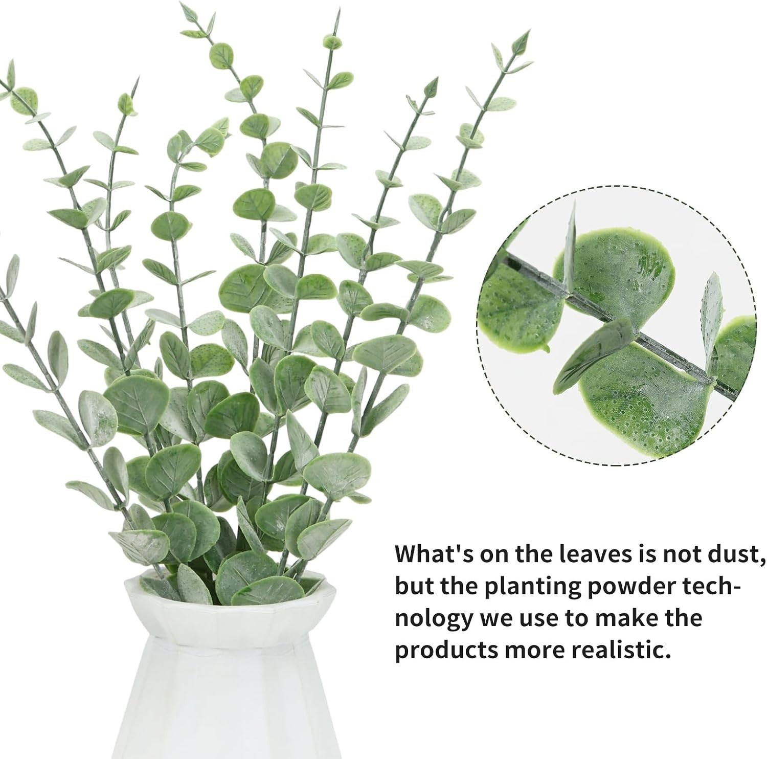 Natural-Look 14.1 Inch Faux Eucalyptus Stems – 8 pcs for Farmhouse Stylish Decor