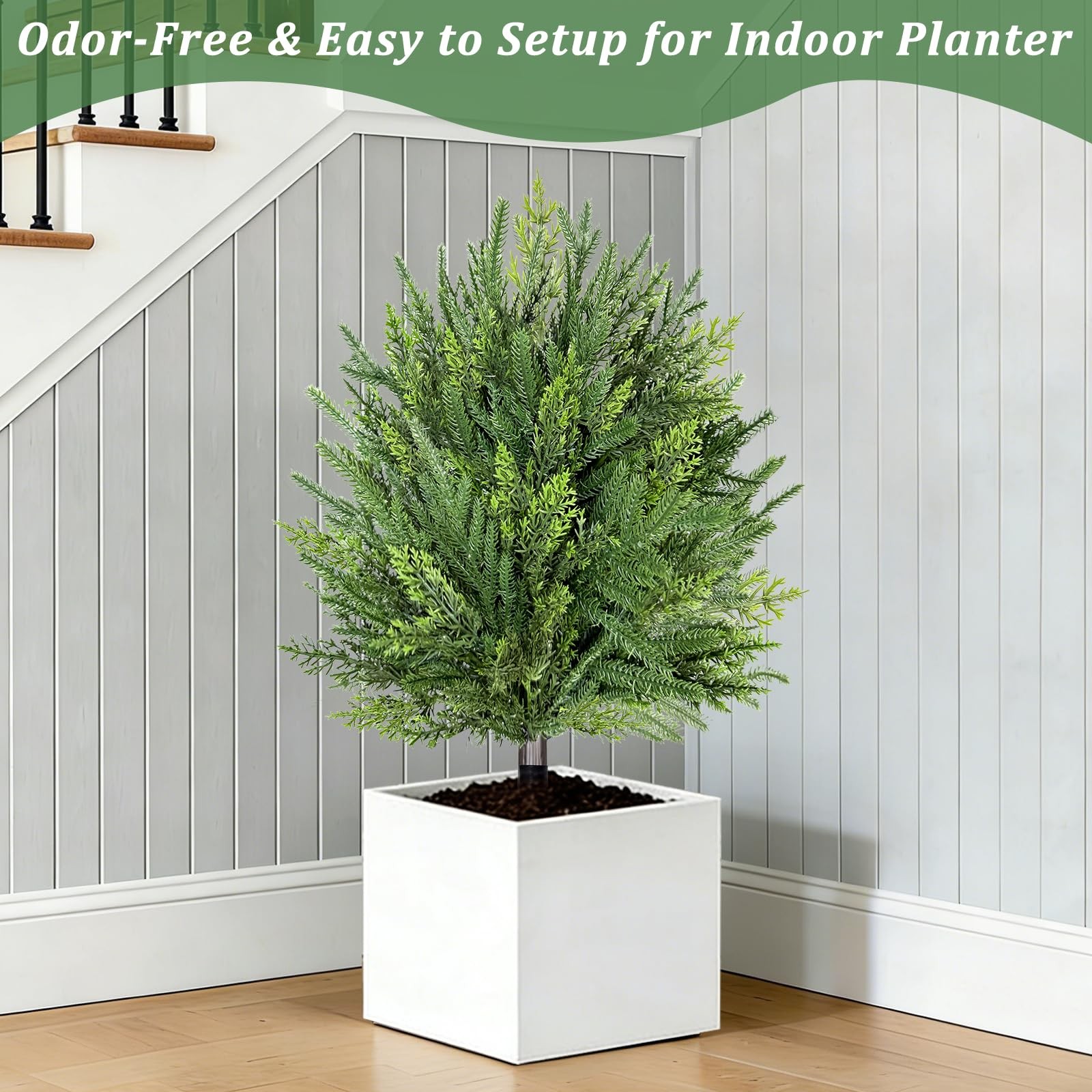 2 Pack Artificial Cypress Topiary Ball Trees with Ground Spike, 24″ Norfolk F…
