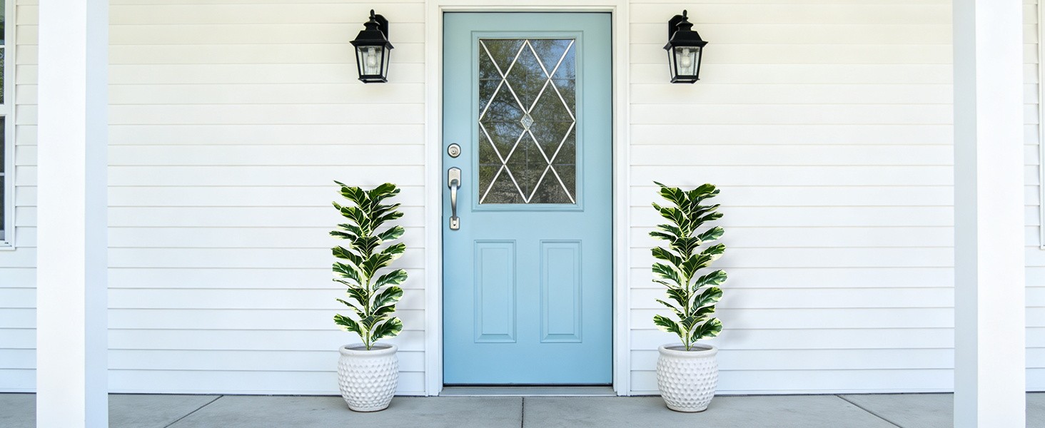 Set of 2 Fiddle Leaf Fig Tree 40” Fake Tree Plants Artificial Decor with Green