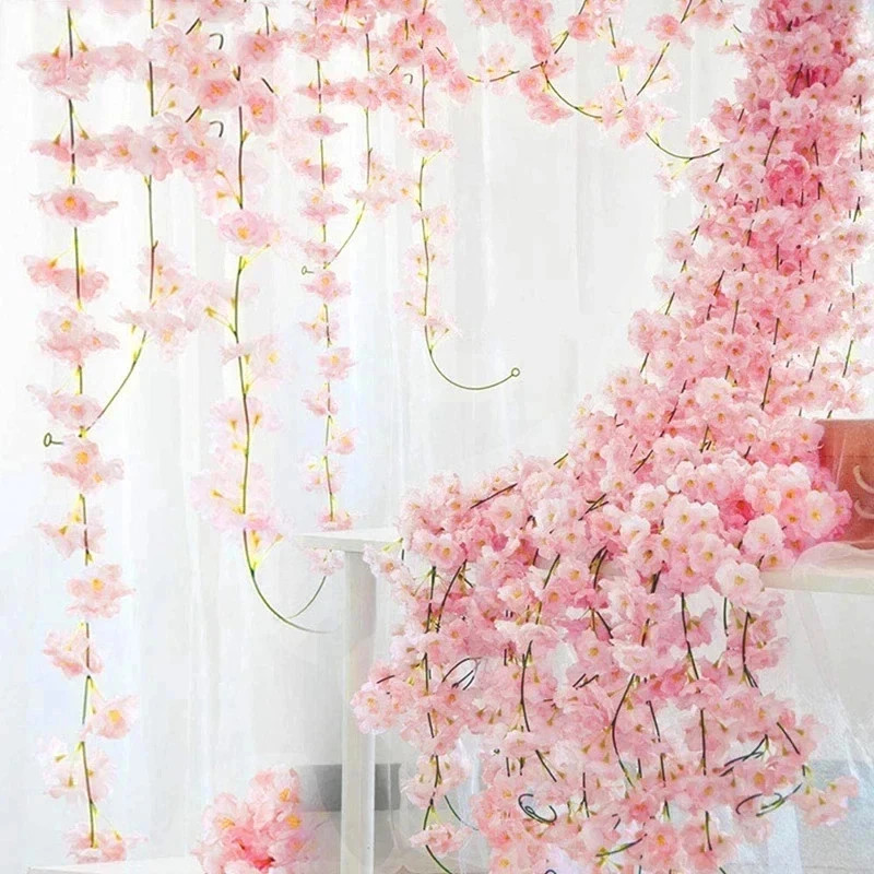 180CM Artificial Sakura Flowers Vine Wedding Garden Rose Arch Home Party Decorat