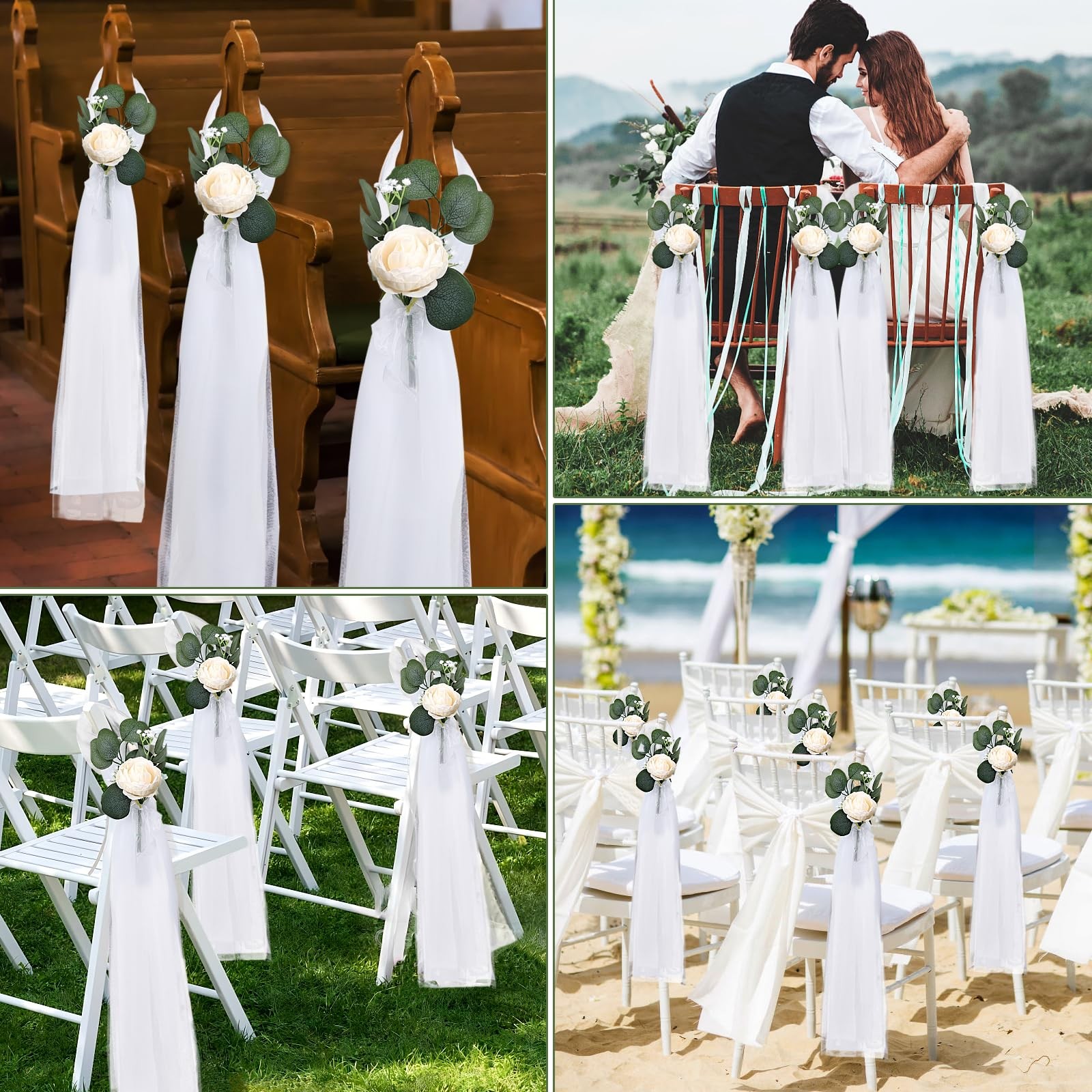 20 Sets Wedding Aisle Decorations, 39.4 Inches Artificial Silk Rose Flowers w…