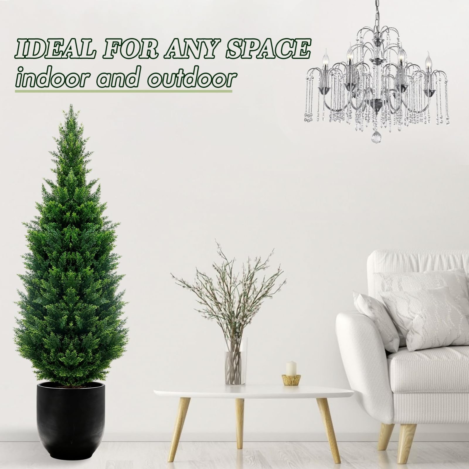 4FT UV Resistant Artificial Cedar Topiary Tree – Fake Shrubs for Indoor/Outdoor