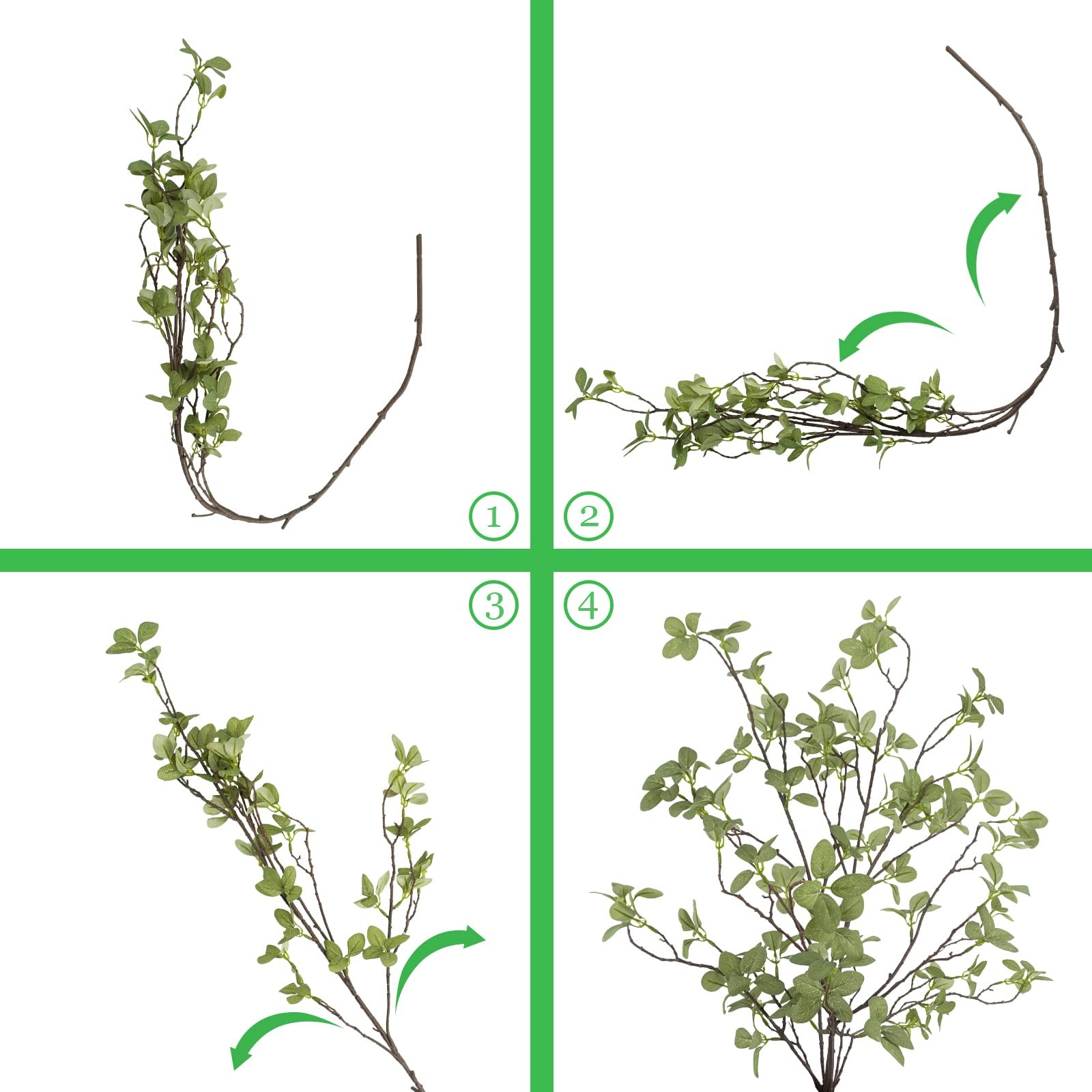 Ruidazon 2 pcs Artificial Greenery Stems, 41.3’’ Tall Fake Plants Branches Fa…