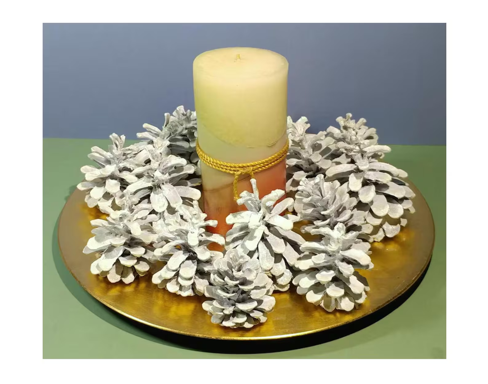 15 White Glowing in the Dark Glittered Pine Cones Hand Painted Natural Pinecones