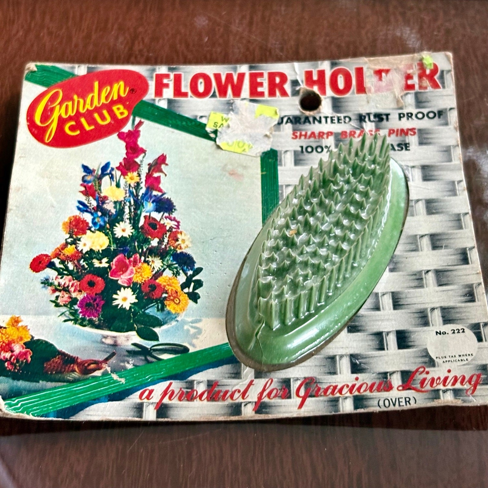 Vintage Garden Club Flower Frog Holder NOS Brass Pins No 222
