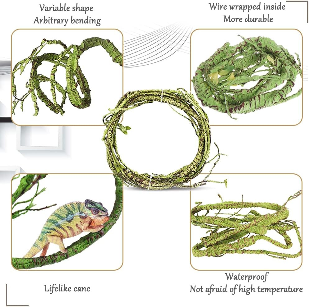 Artificial Reptile Vine Hanging Plants 2Pcs Green Decor For Terrarium Habitat