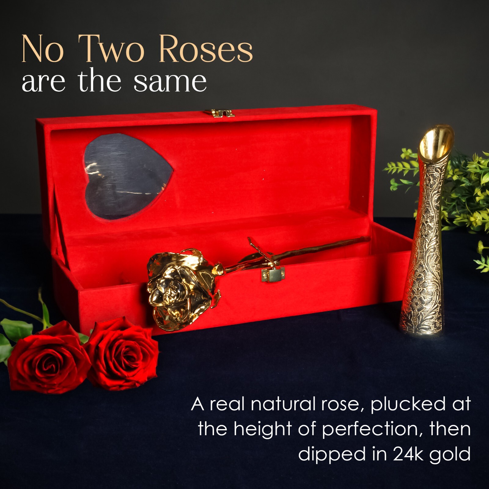 Gold Rose with Box – Handcrafted Rose Dipped in 24-K Gold, Valentine’s gift