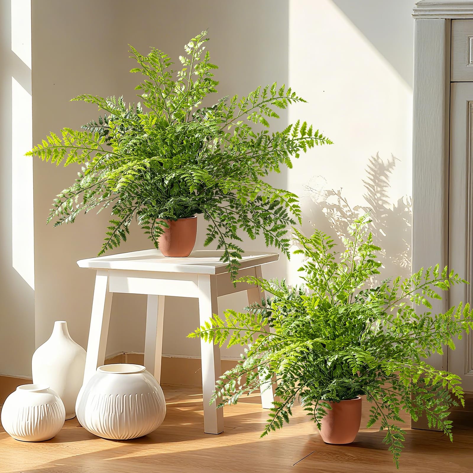 2 Pack Artificial Fern Plants in Pots Artificial Boston Ferns Potted Plants F…