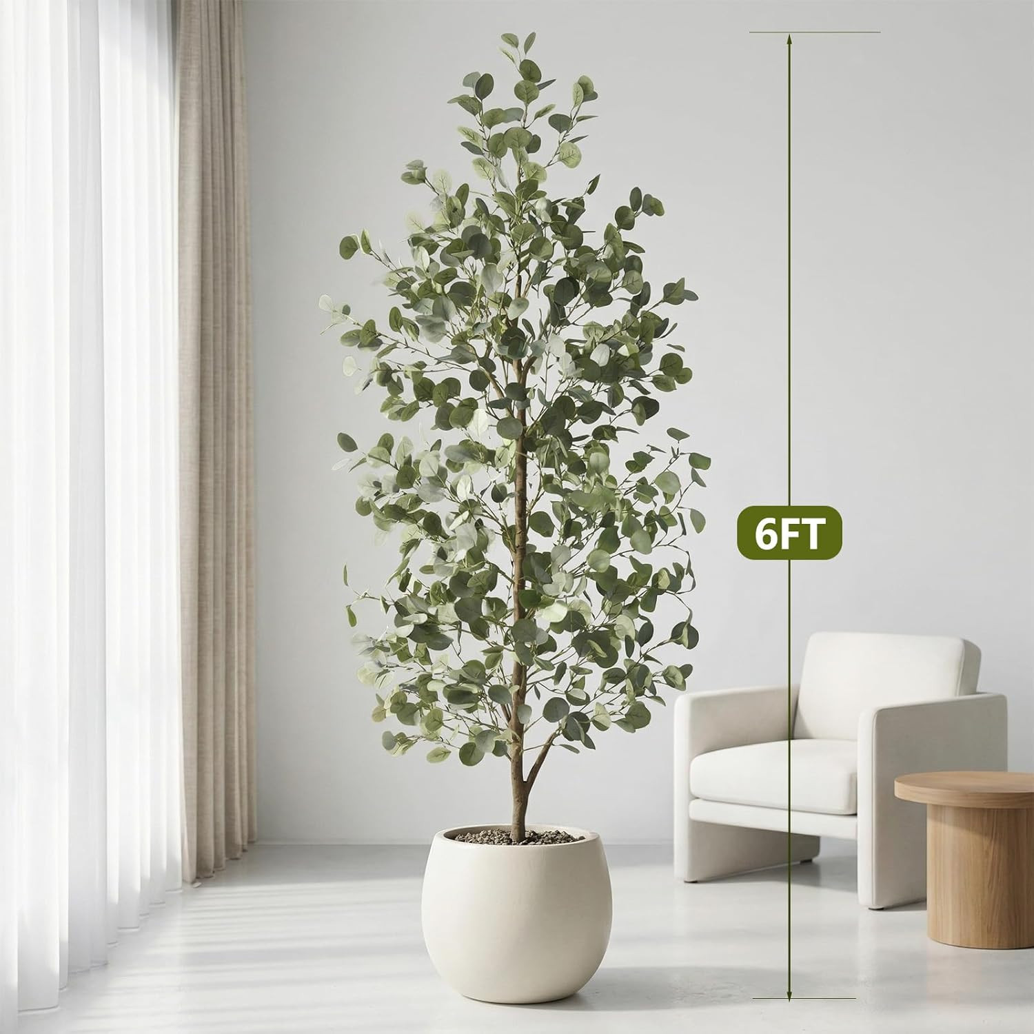 2Packs 6FT Faux Eucalyptus Trees for Indoor/Outdoor Decor, Housewarming Gift