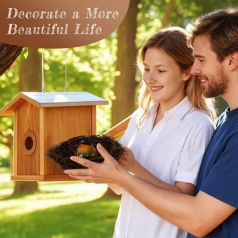 2PCS Handmade Rattan Bird Nests – Artificial Bird Nests Easter Decorations,Ratta