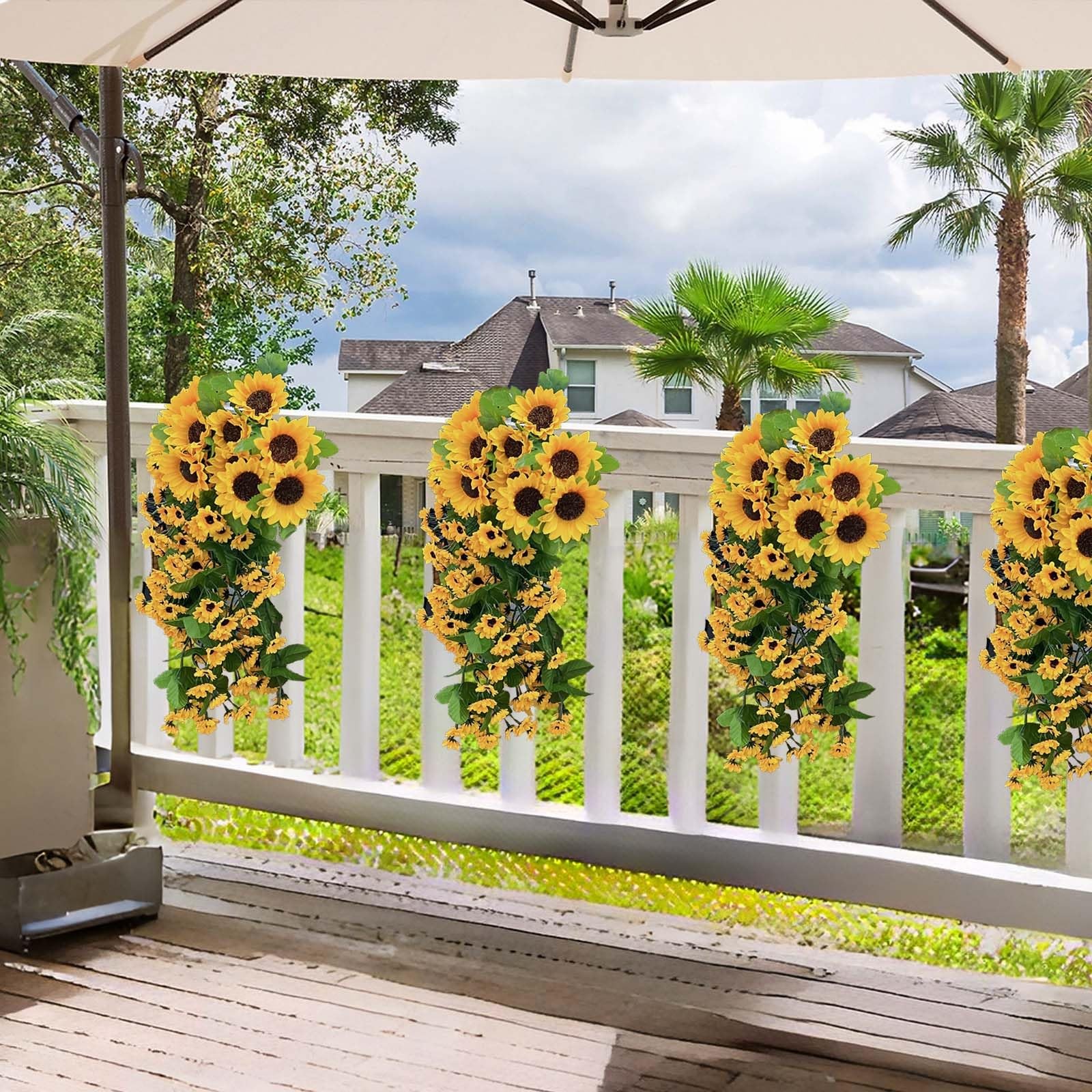 Daily Treasures 2PCS Artificial Hanging Flower,176 Realistic Silk Sunflowers …