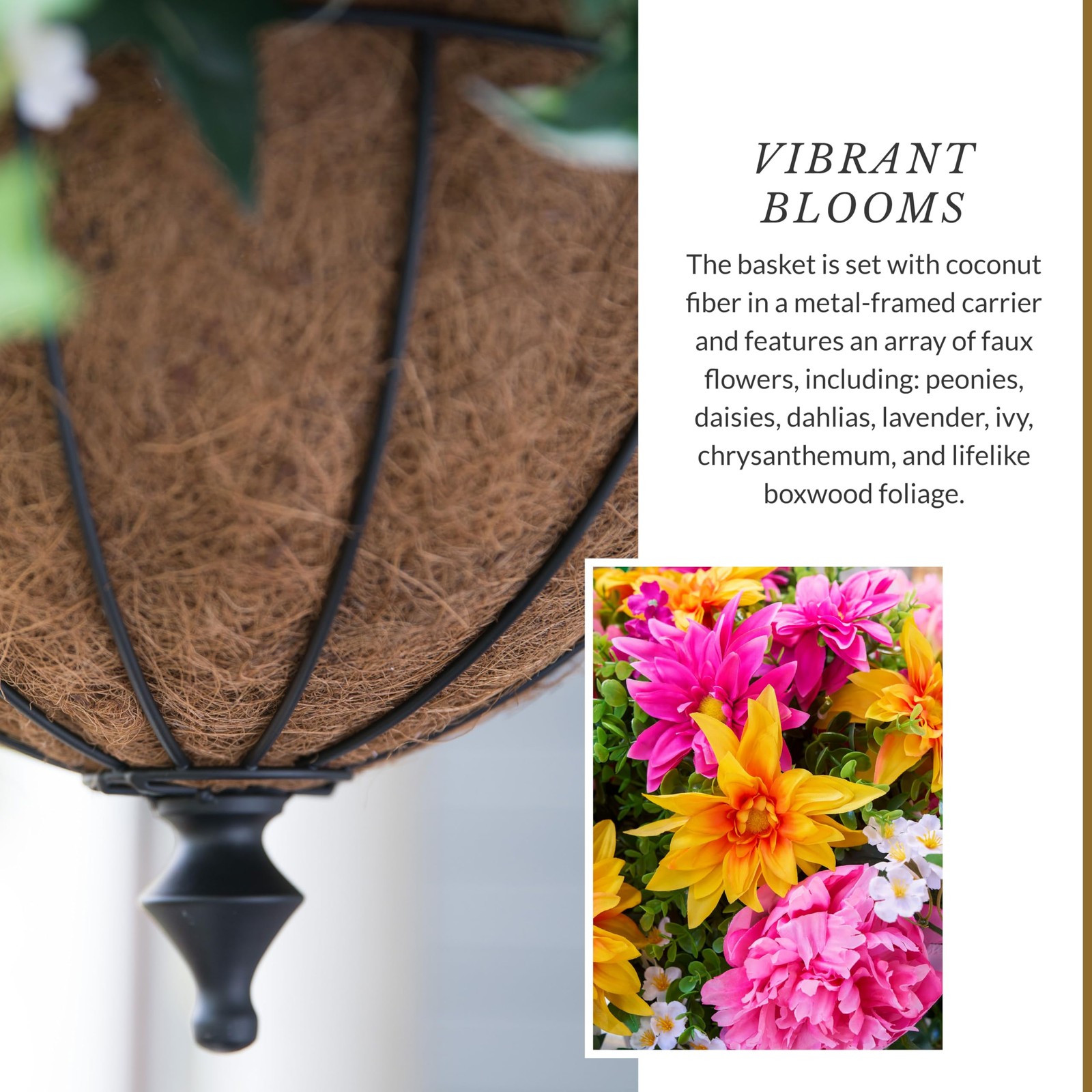 Outdoor Radiant Peony Spring & Summer Hanging Basket – 26″ Premium UV-Protect…