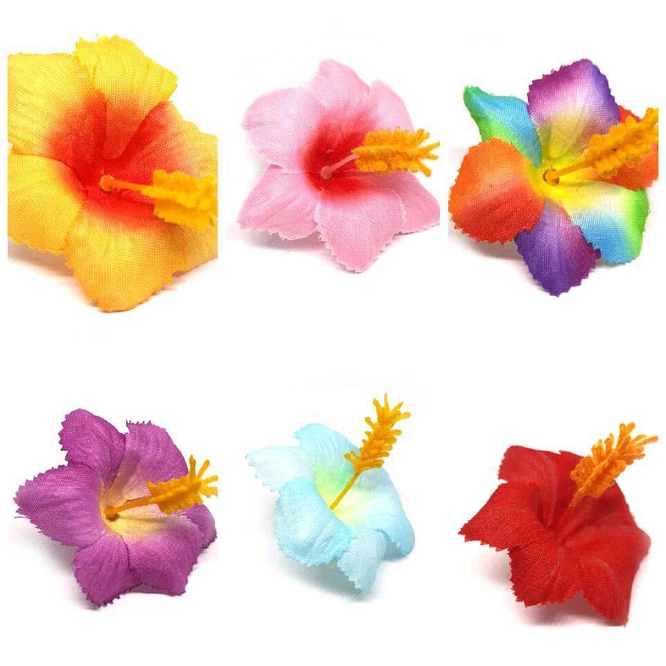20pcs Hawaiian small hibiscus artificial flower head size 1.75 inches mix colors