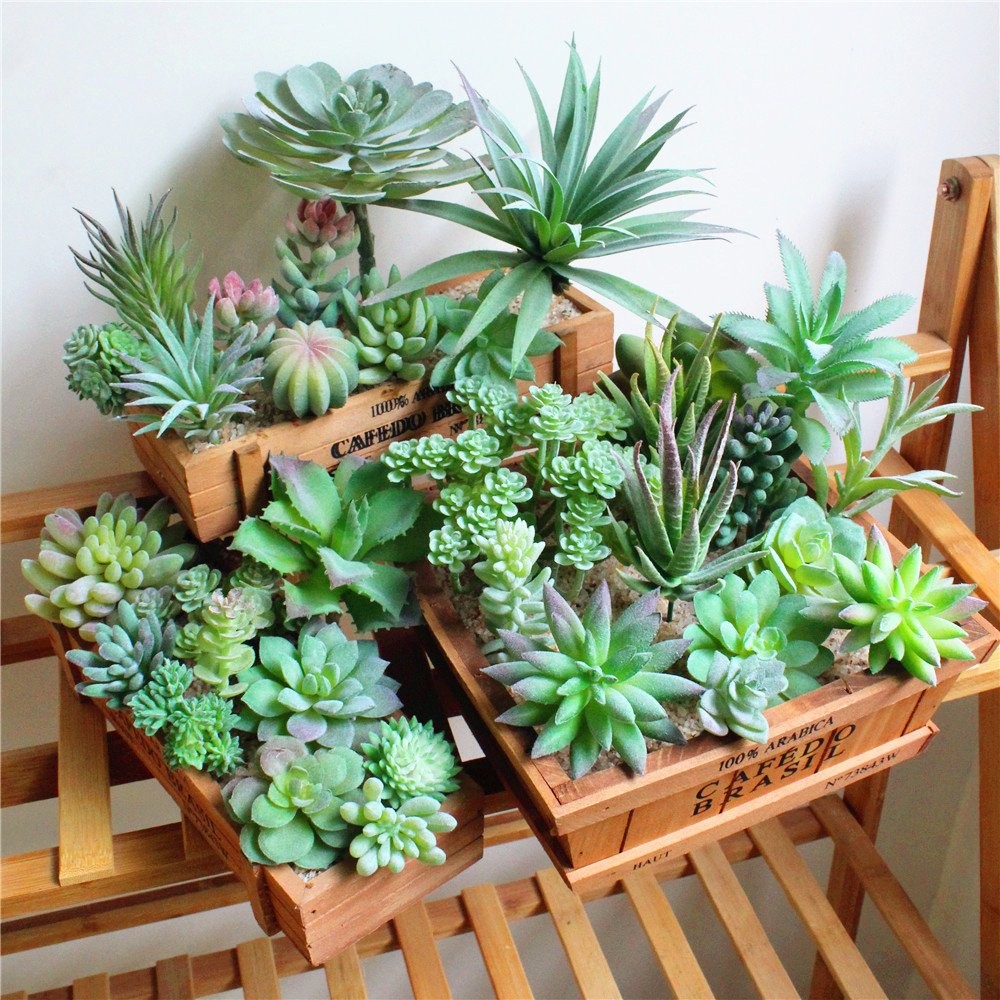 15 Pcs Artificial Succulent Plants Green Unpotted Faux Flower Succulents Mini…