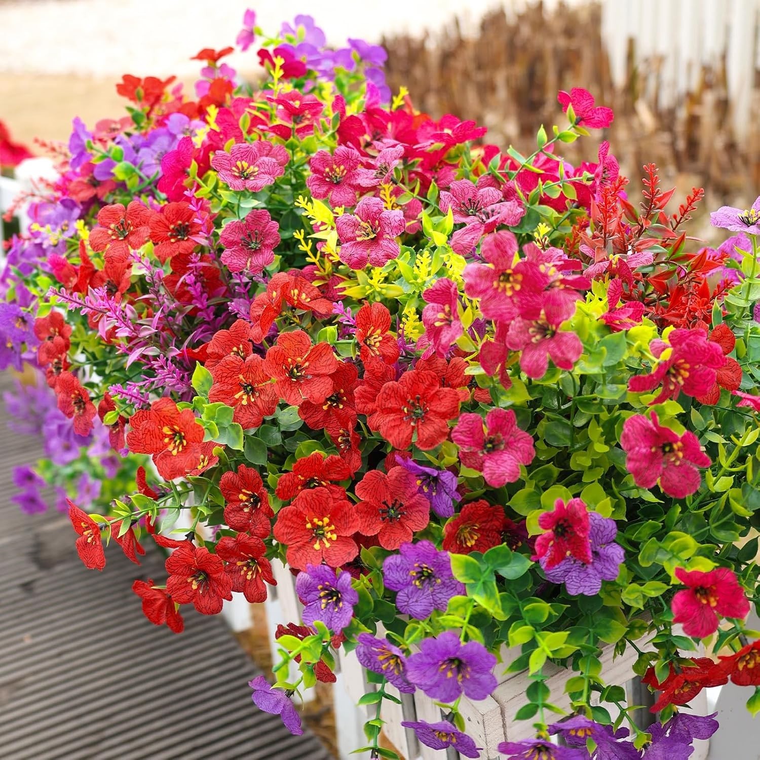 48 Bundle UV Resistant Artificial Flowers – Mix 3 Colors