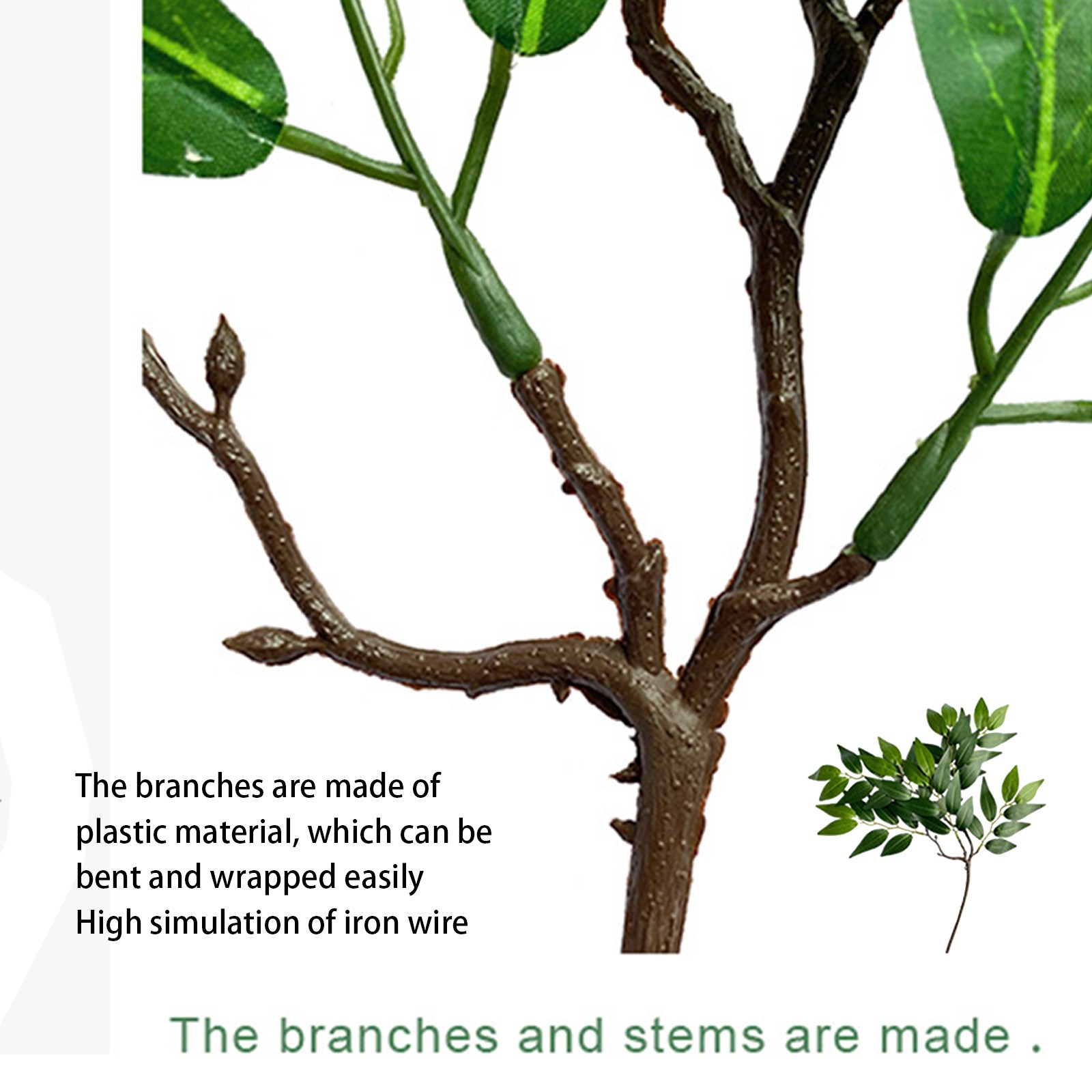 Single Artificial Bamboo Leaf Stem Green