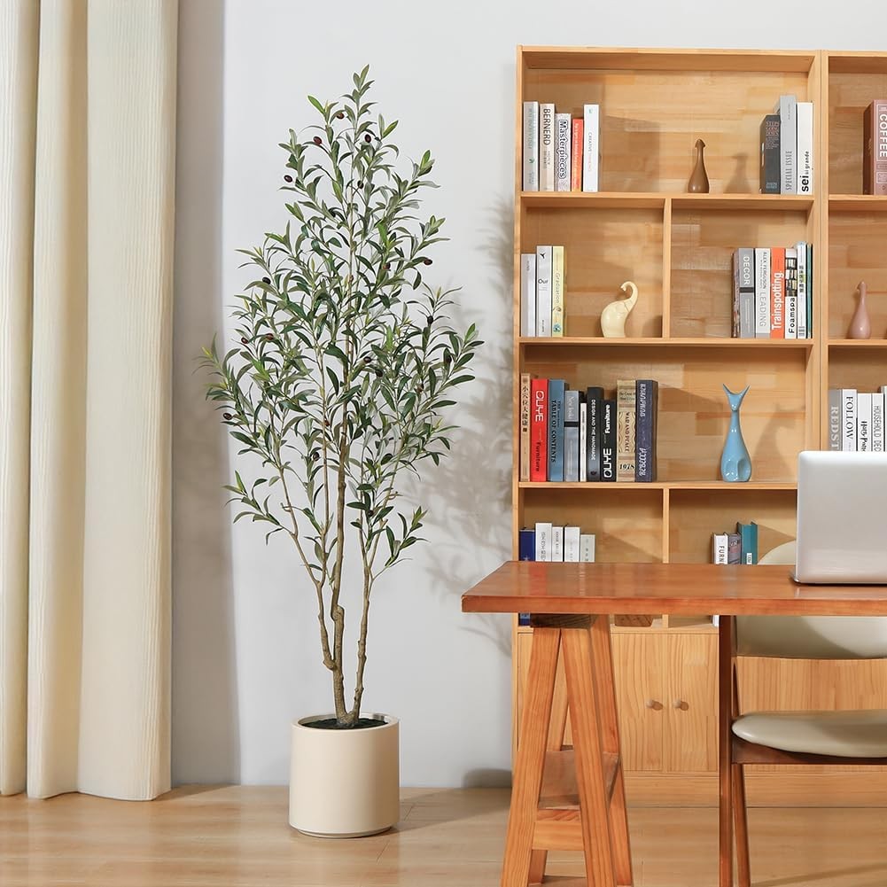Artificial Olive Tree 6ft,Tall Fake Olive Trees for Indoor | Faux Olive Silk