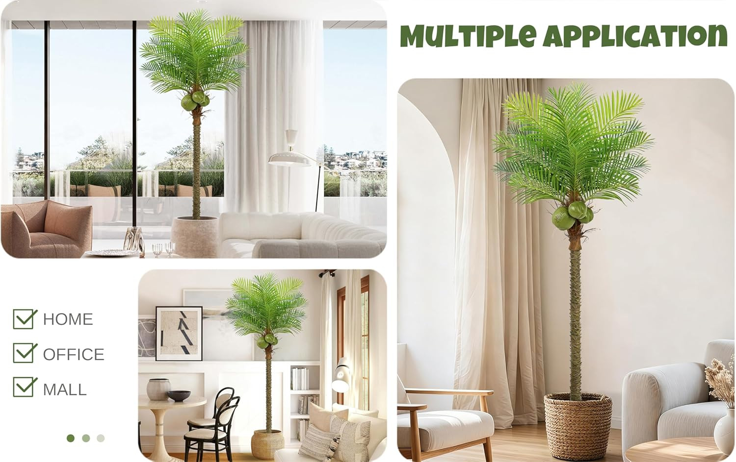 8FT Artificial Phoenix Palm Tree with Coconut Fruits for Indoor/Outdoor Decor