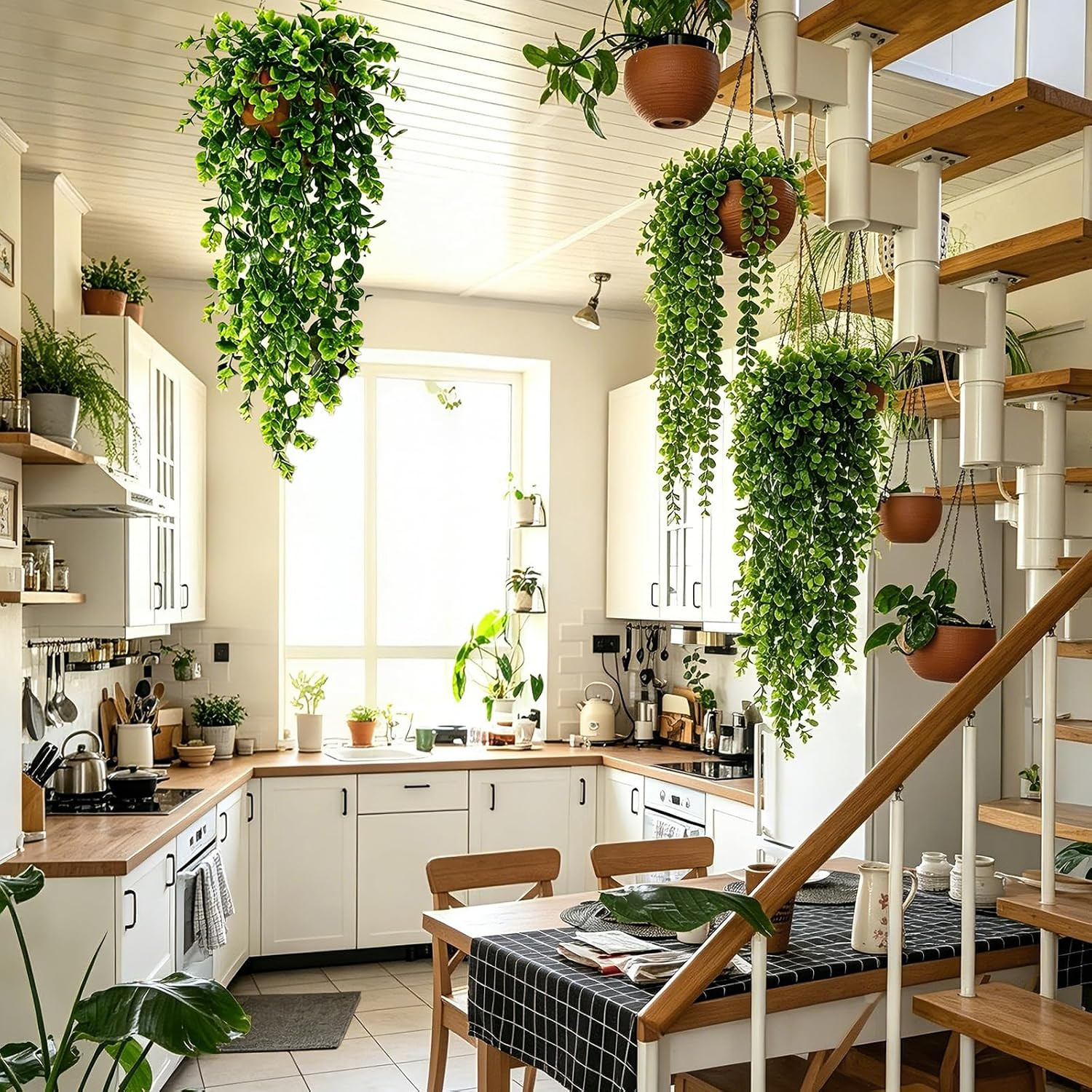 2Pcs Fake Hanging Plants Faux Greenery for Outdoor Planters Wall Plants Hanging