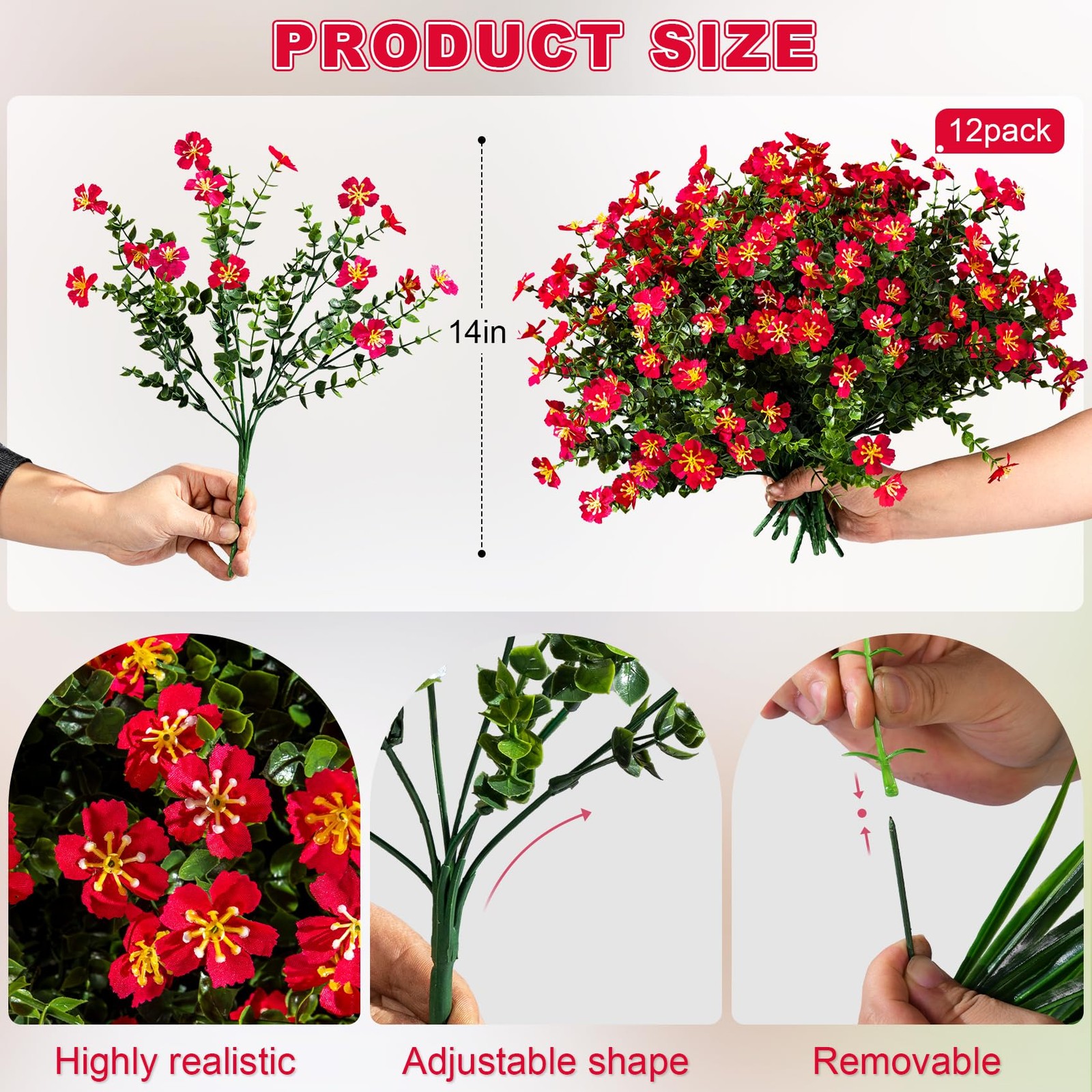Afcvkc 12 Pack Real Touch Artificial Flowers Outdoor Fake Plastic Flowers Fau…