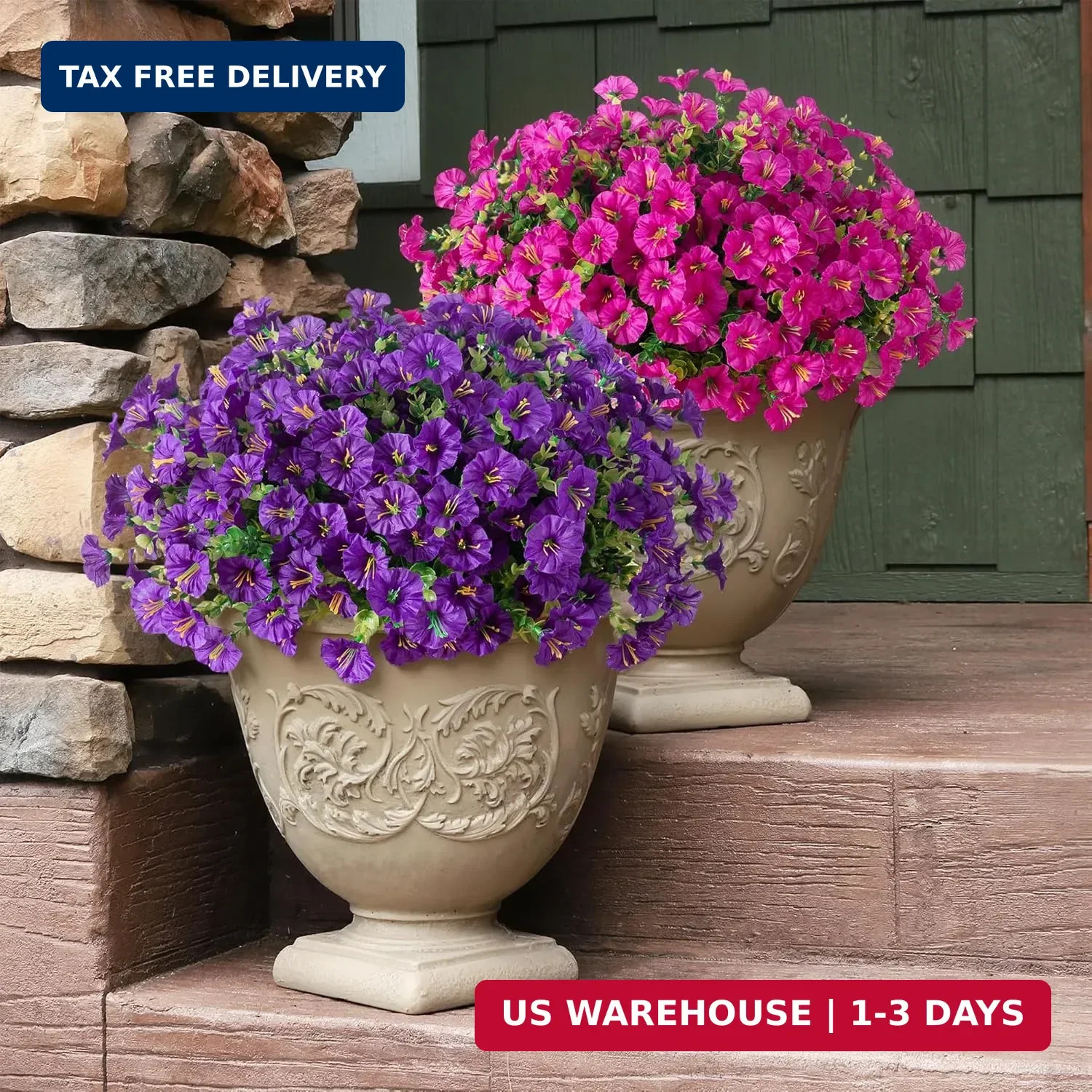 Artificial Flowers Fake Plants for Outdoors Decoration, 12 Bundles Silk Morning