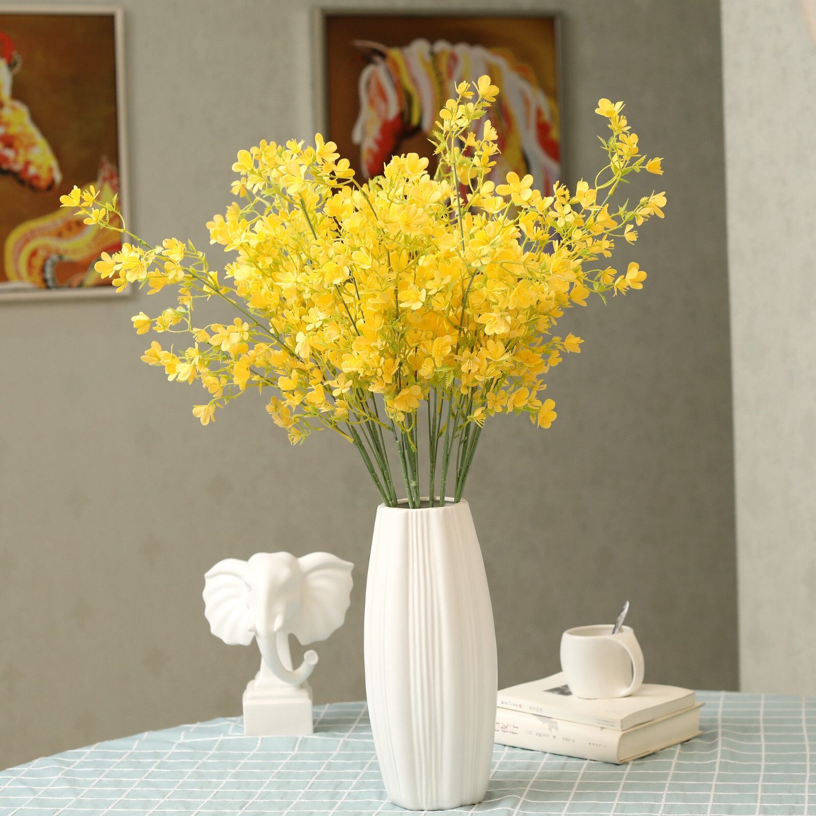 Grand Verde Artificial Flowers Long Stems Plastic Faux Bouquet, Bulk Lot 5pcs