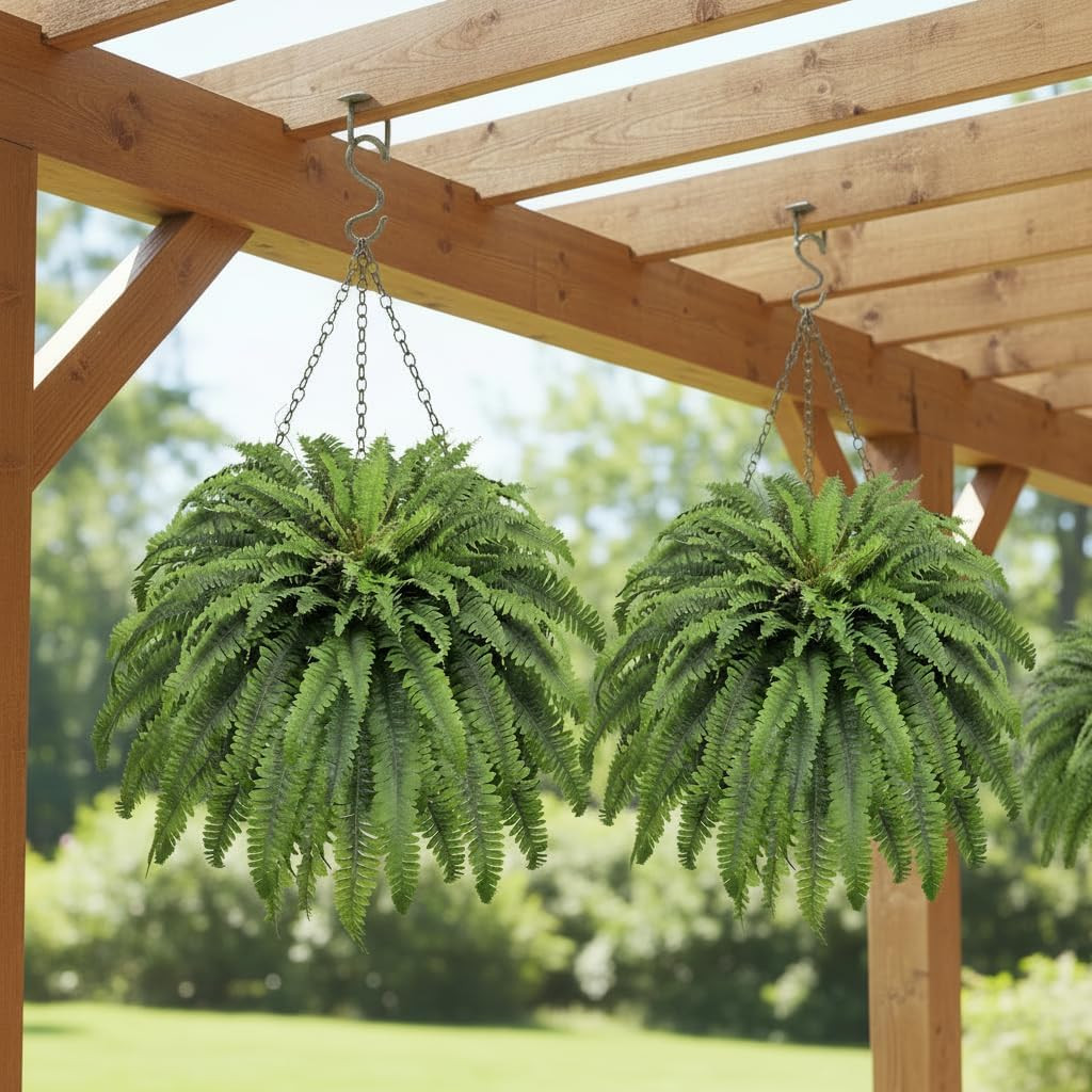 50″ Fake Ferns Artificial Plants Large, 98 Fronds 2 Artificial Ferns for Outdoor