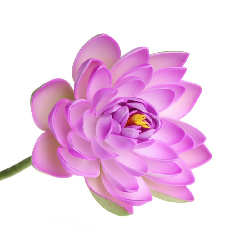 Artificial Fake Flower Lotus Water Lily with Rod Plants Garden Pond Vase Decor