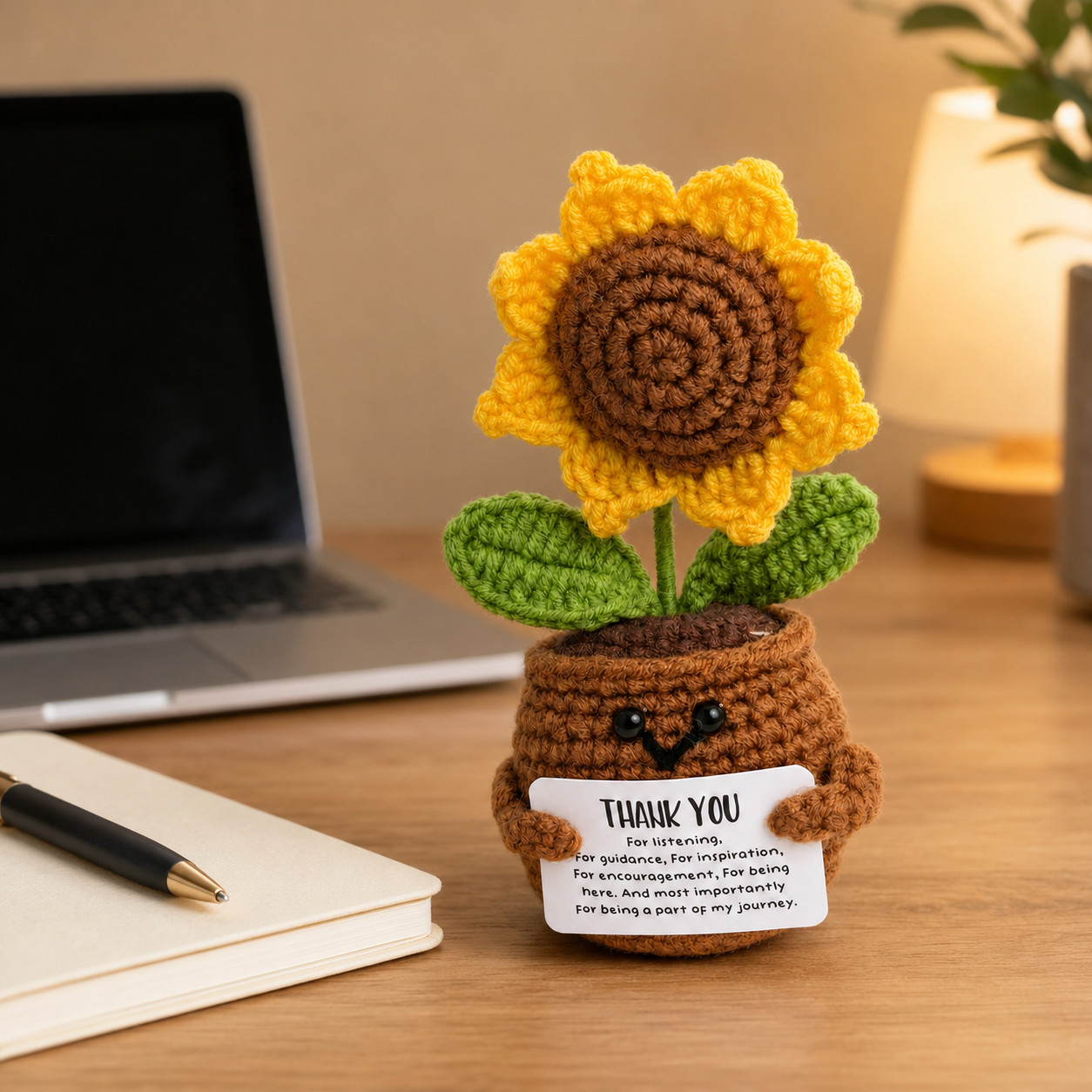 Handmade Crochet Flower Pot 6in Emotional Support Desk Decor Choose Style