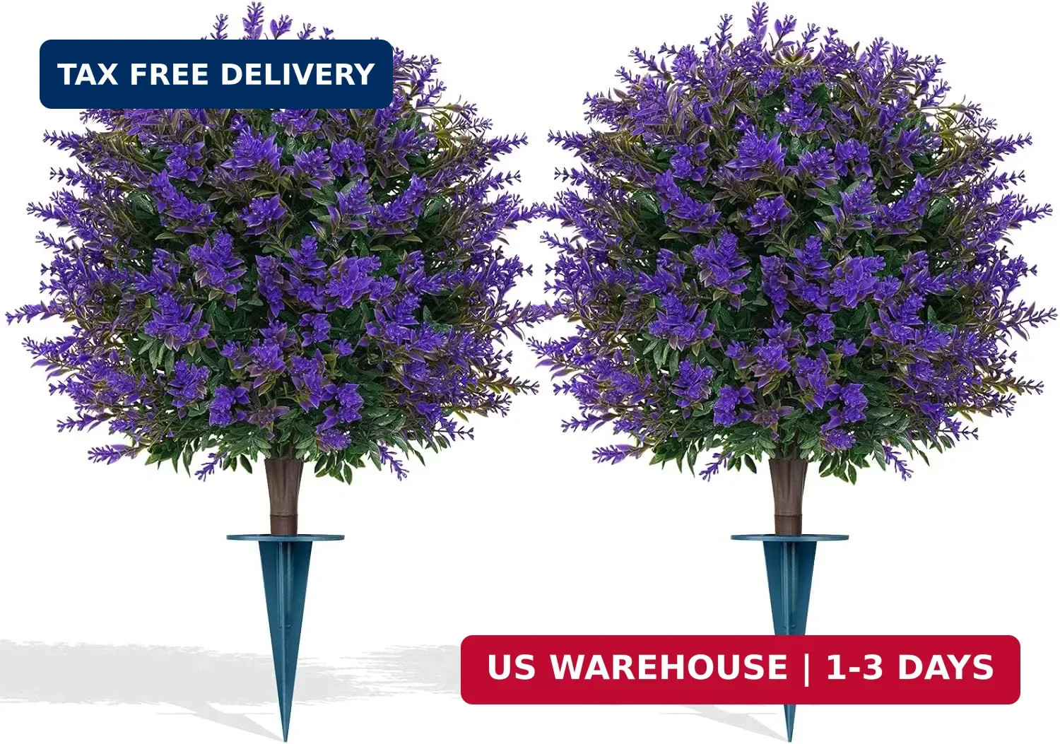 Grooy Artificial Lavender Topiary Ball for Outdoors, Set of 2 Boxwood Plant Tree