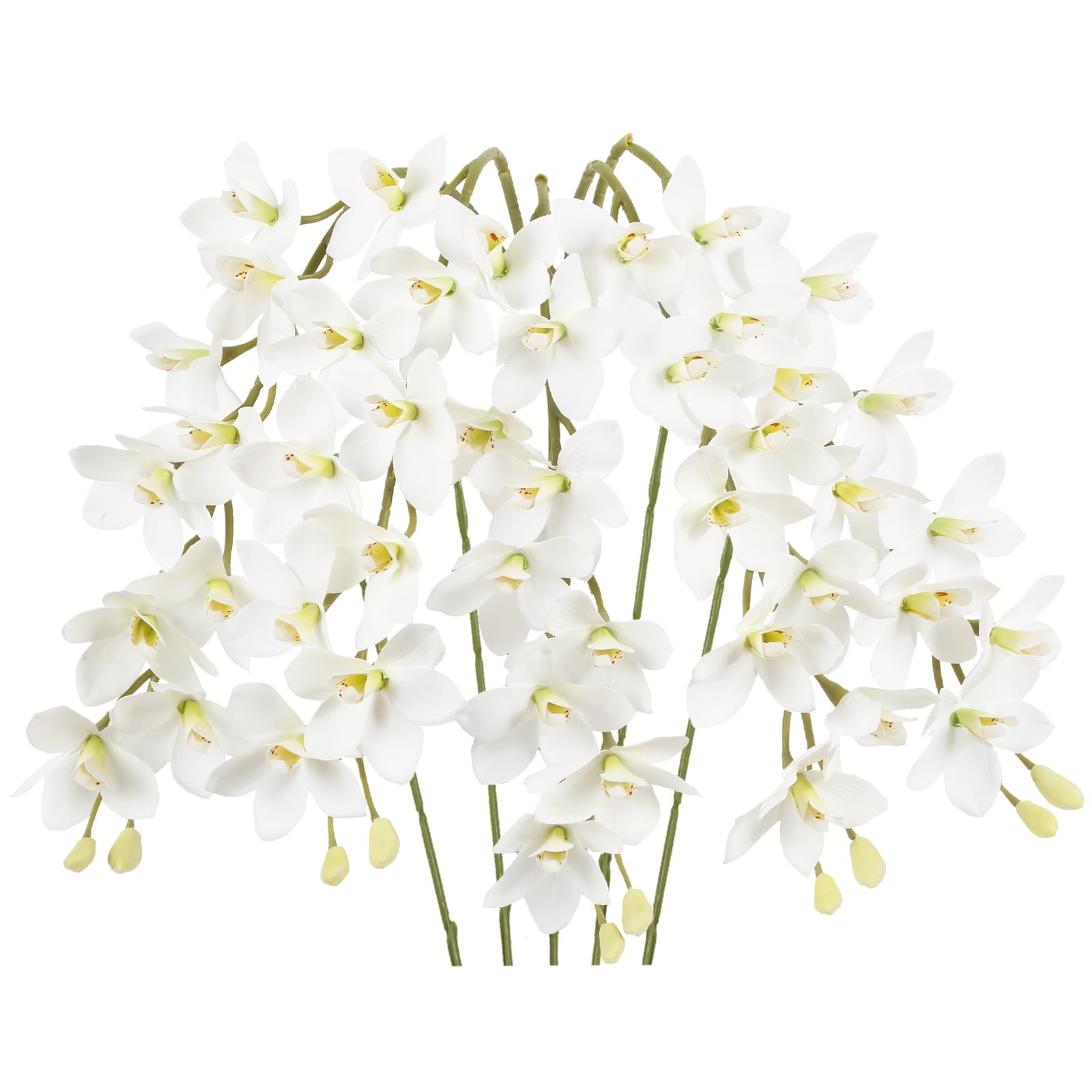 White Orchid Artificial Flowers 5 Pcs Real Touch Orchids with Stem for Vase W…