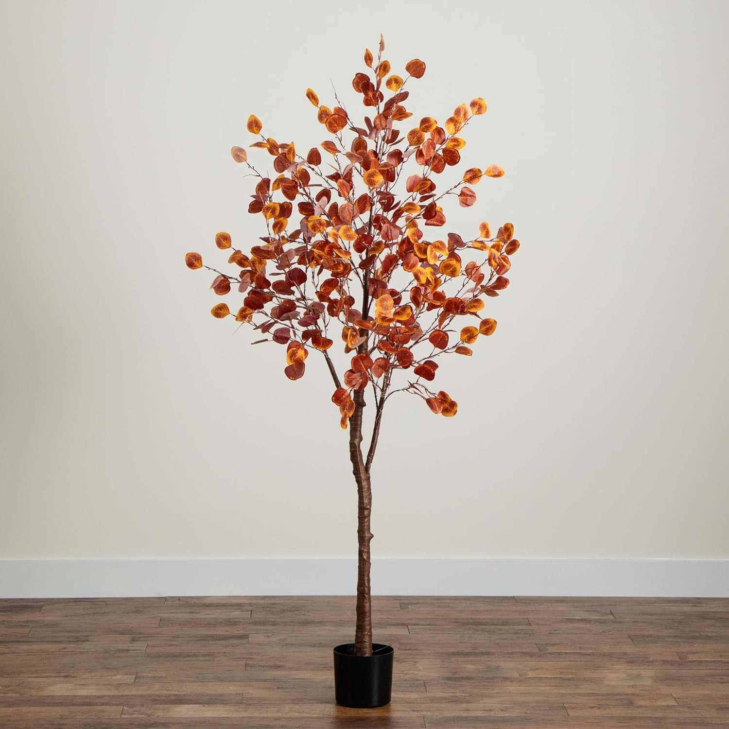 6FT Pre-Lit Faux Eucalyptus Tree with 300 LED Lights for Fall Décor