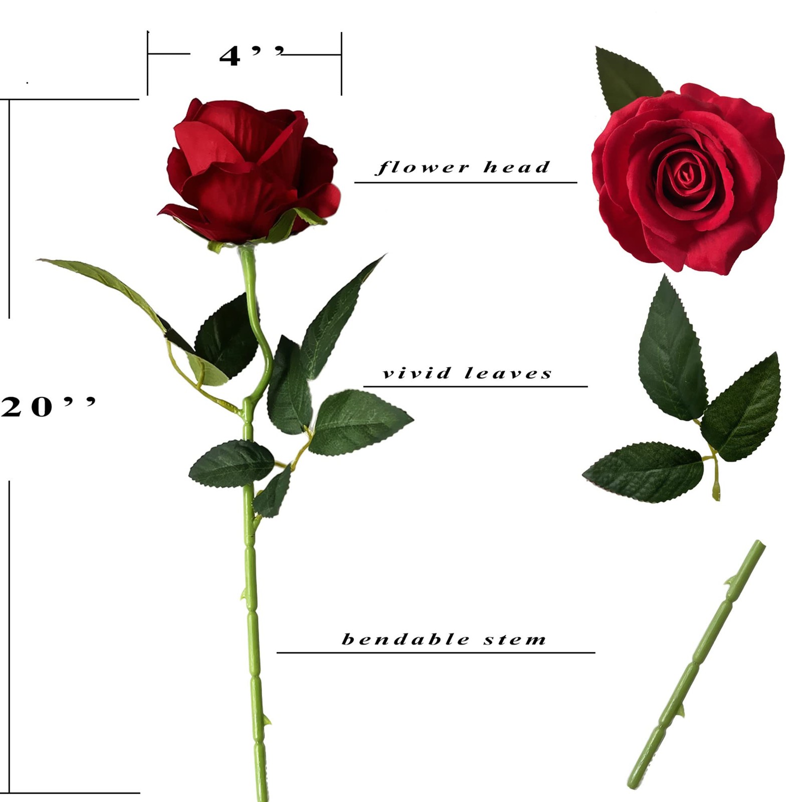 12 Pcs Artificial Rose Flowers Blossom Red Rose Flowers Real Touch Silk Faux …