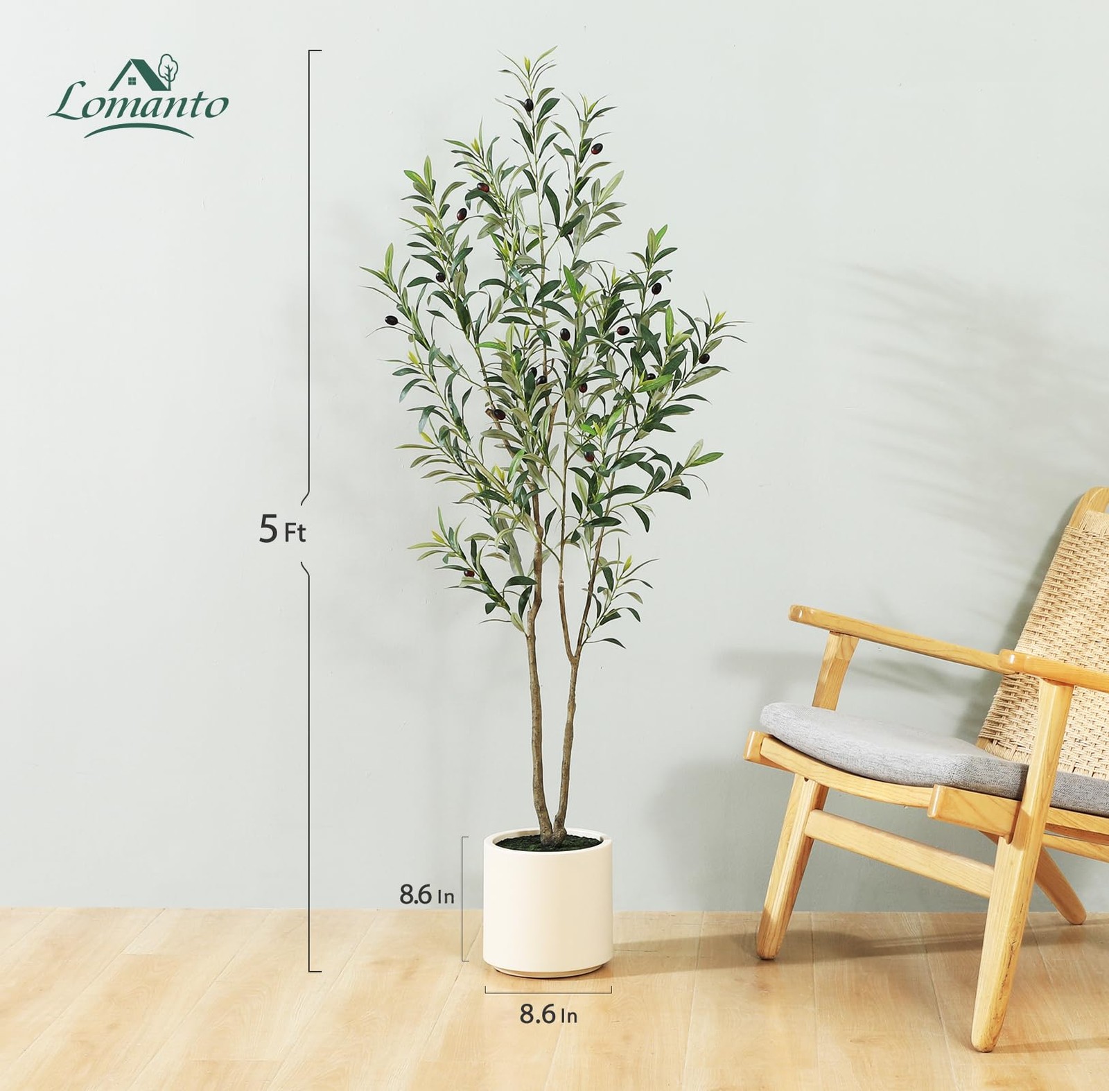 Artificial Olive Trees, 5 ft Tall Fake Olive Trees for Indoor, Faux Olive Sil…