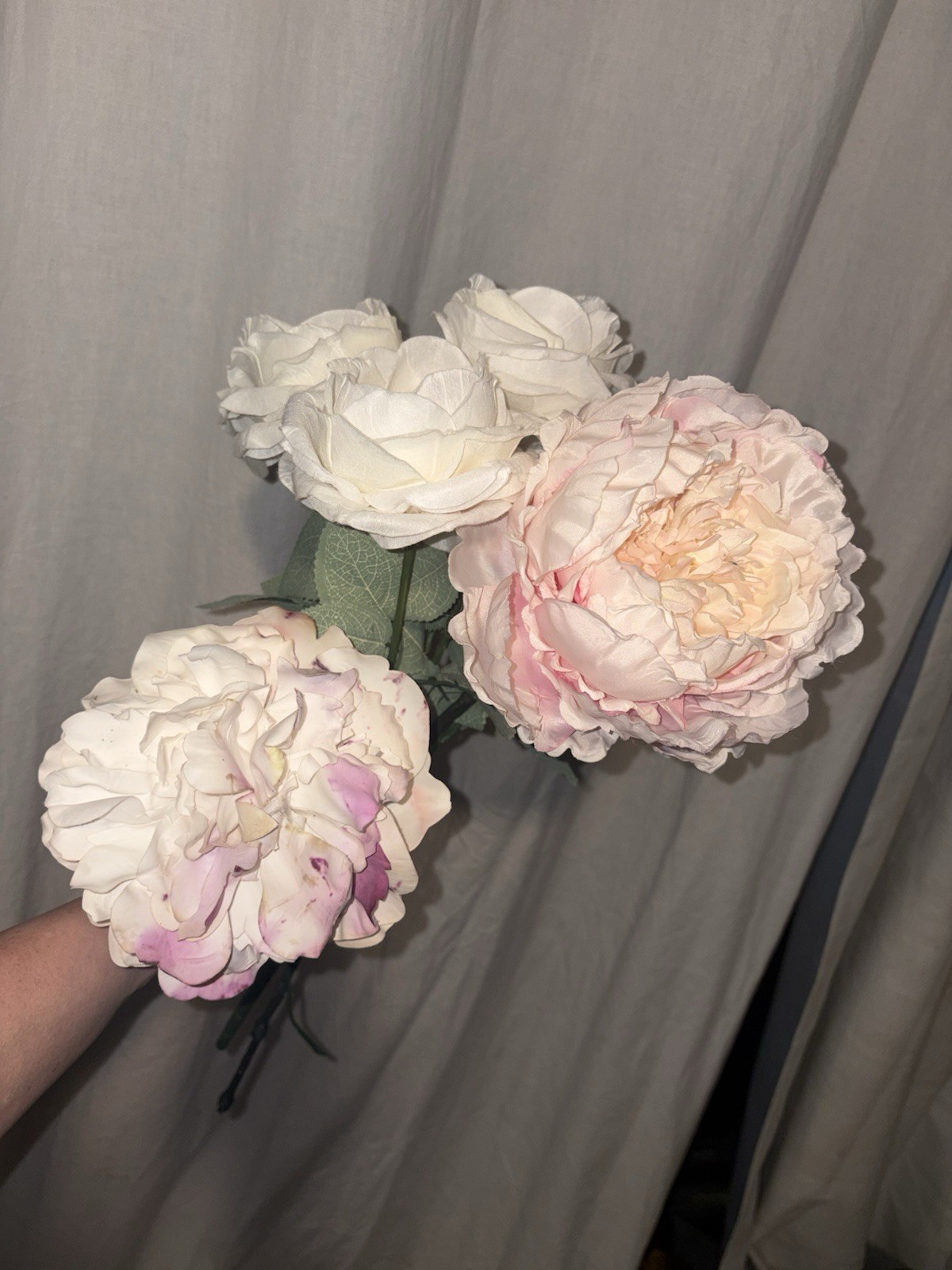 Artificial Silk Flower Lot Roses Peony Pink White Floral Craft Wedding Decor