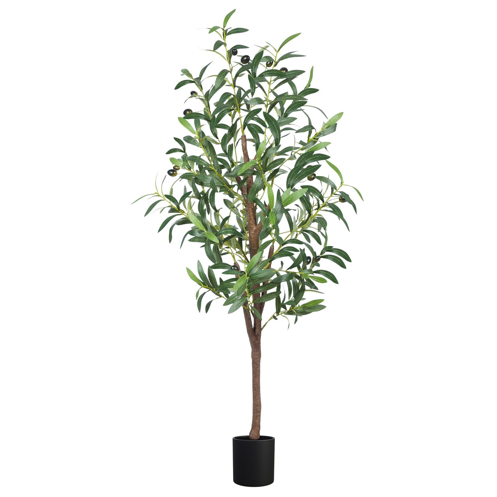 Artificial Olive Tree, 4FT Tall Faux Olive Trees 48in Outdoor Fake Potted Sil…