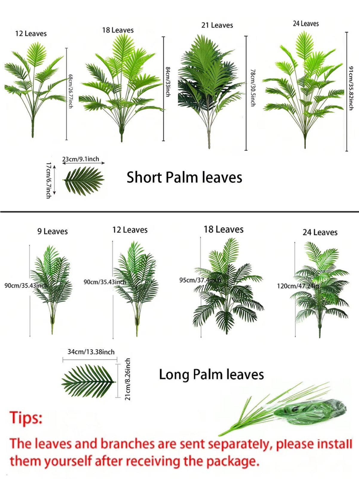 Large Artificial Palm Tree 70-120cm Faux Tropical Plant Indoor Home Office Decor