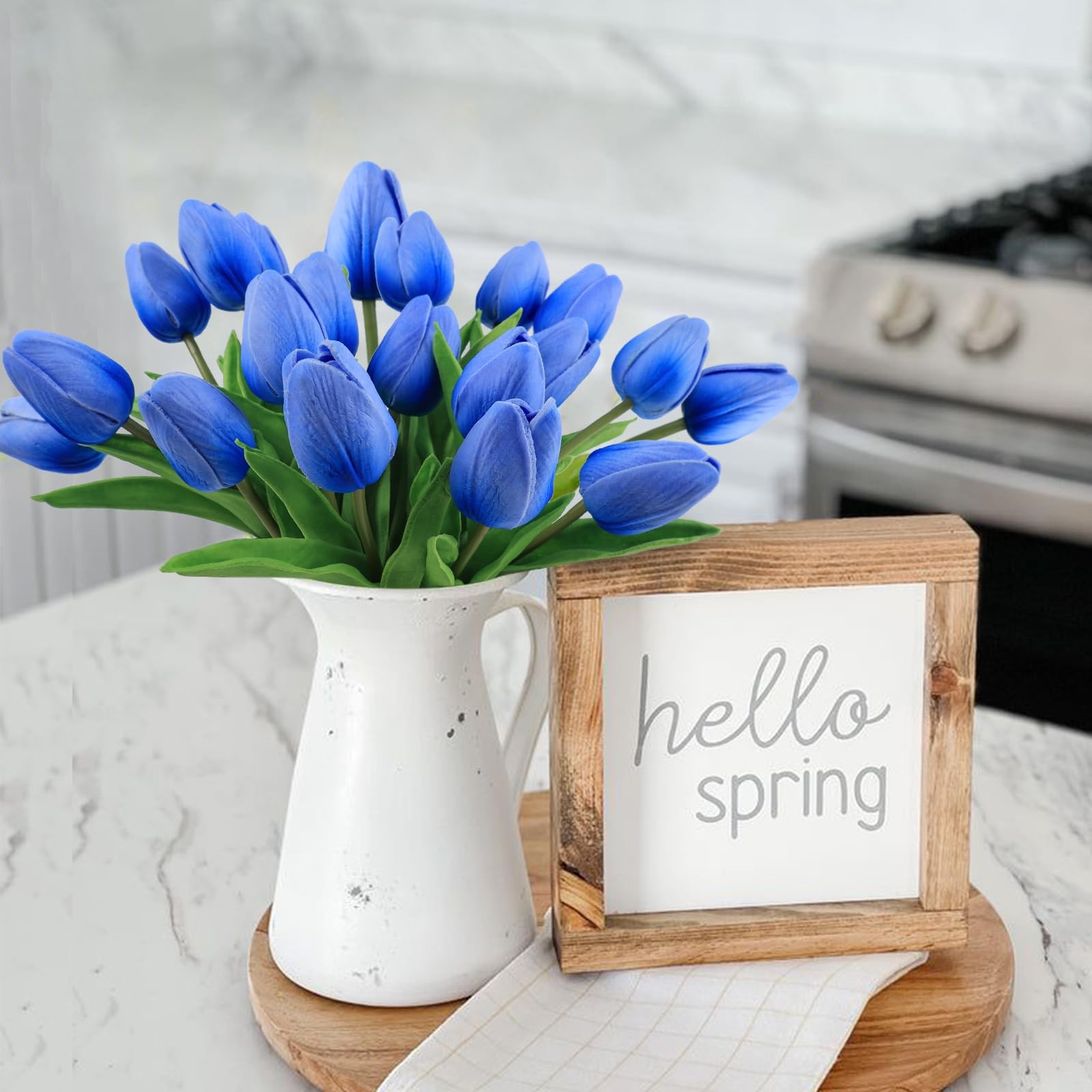 18pcs Tulips Artificial Flowers Faux Tulip Real Touch Fake Flowers Bouquets A…