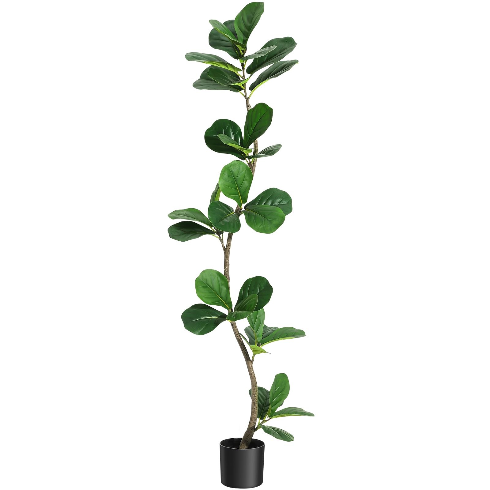 5/6/7FT Artificial Fiddle Leaf Fig Tree in Black Pot ,Tall Fake Plant Home Decor