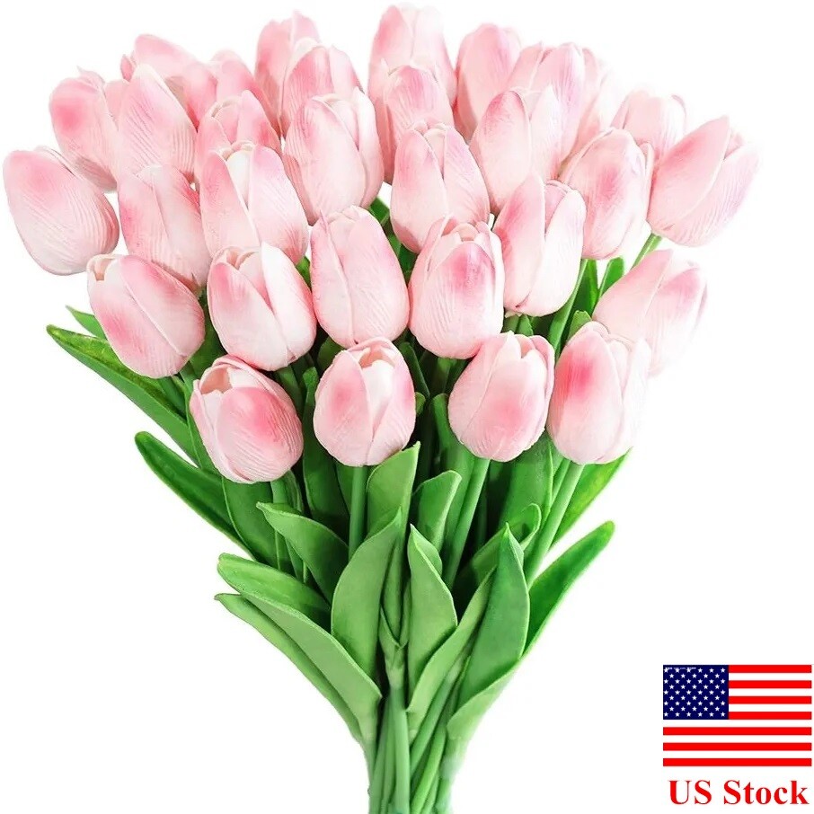 20PCS Artificial Tulip Flowers False Fake Bouquet Real Touch Home Wedding Decor
