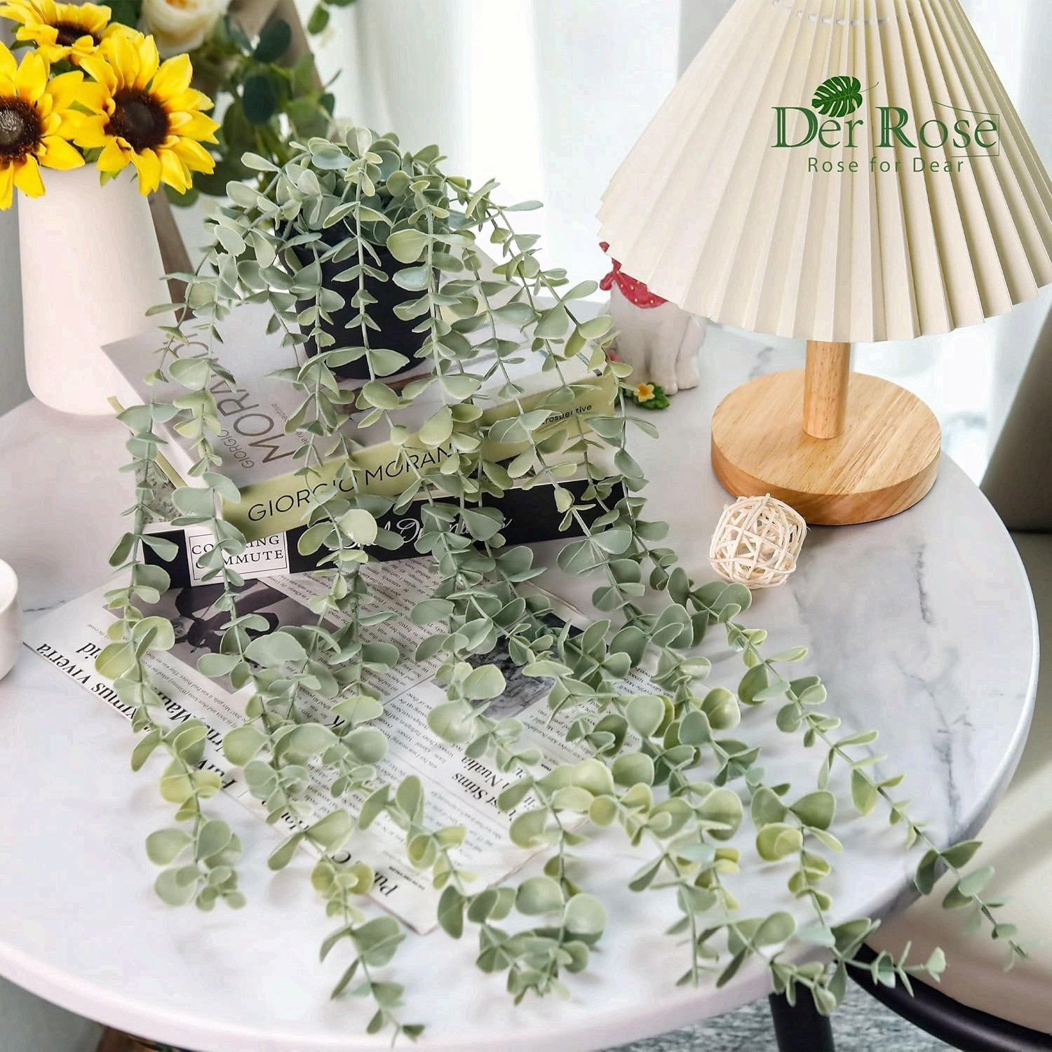 1Pcs Fake Plants Hanging Artificial Potted Faux Eucalyptus Plants for Modern Boh