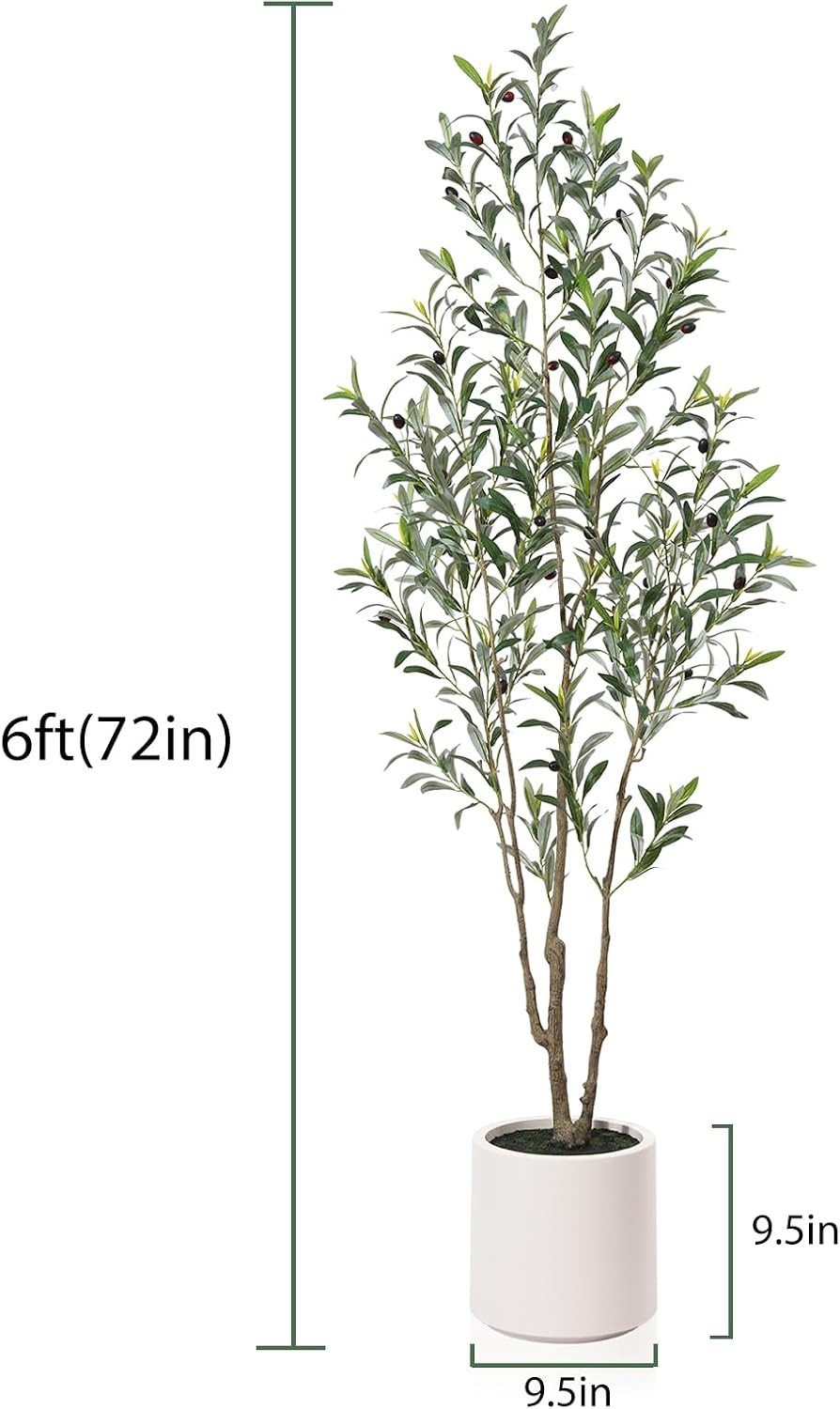 Artificial Olive Tree 6ft,Tall Fake Olive Trees for Indoor | Faux Olive Silk