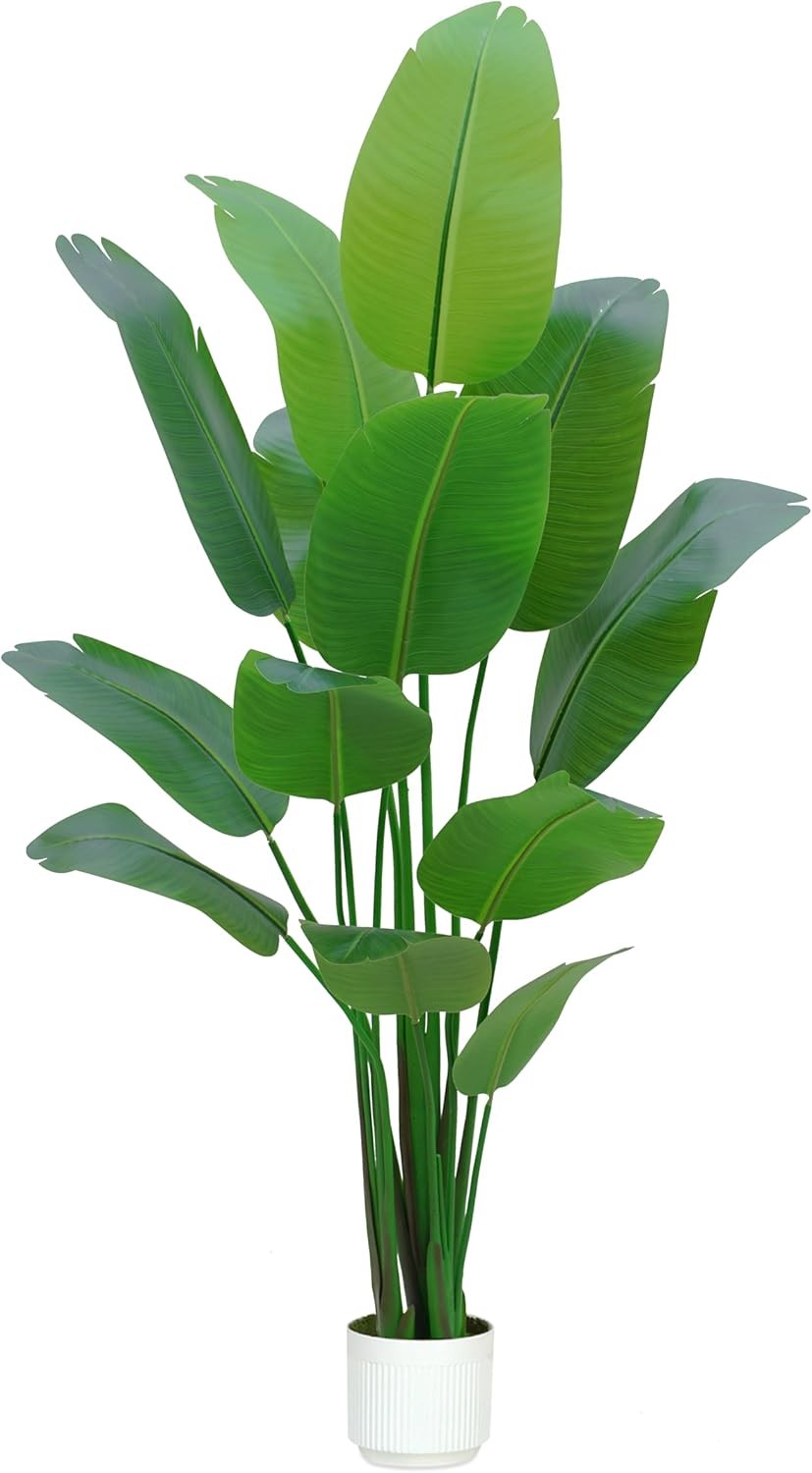 Bird of Paradise Plant Artificial 7ft,Faux Plants Indoor Tall with 13 Trunks –